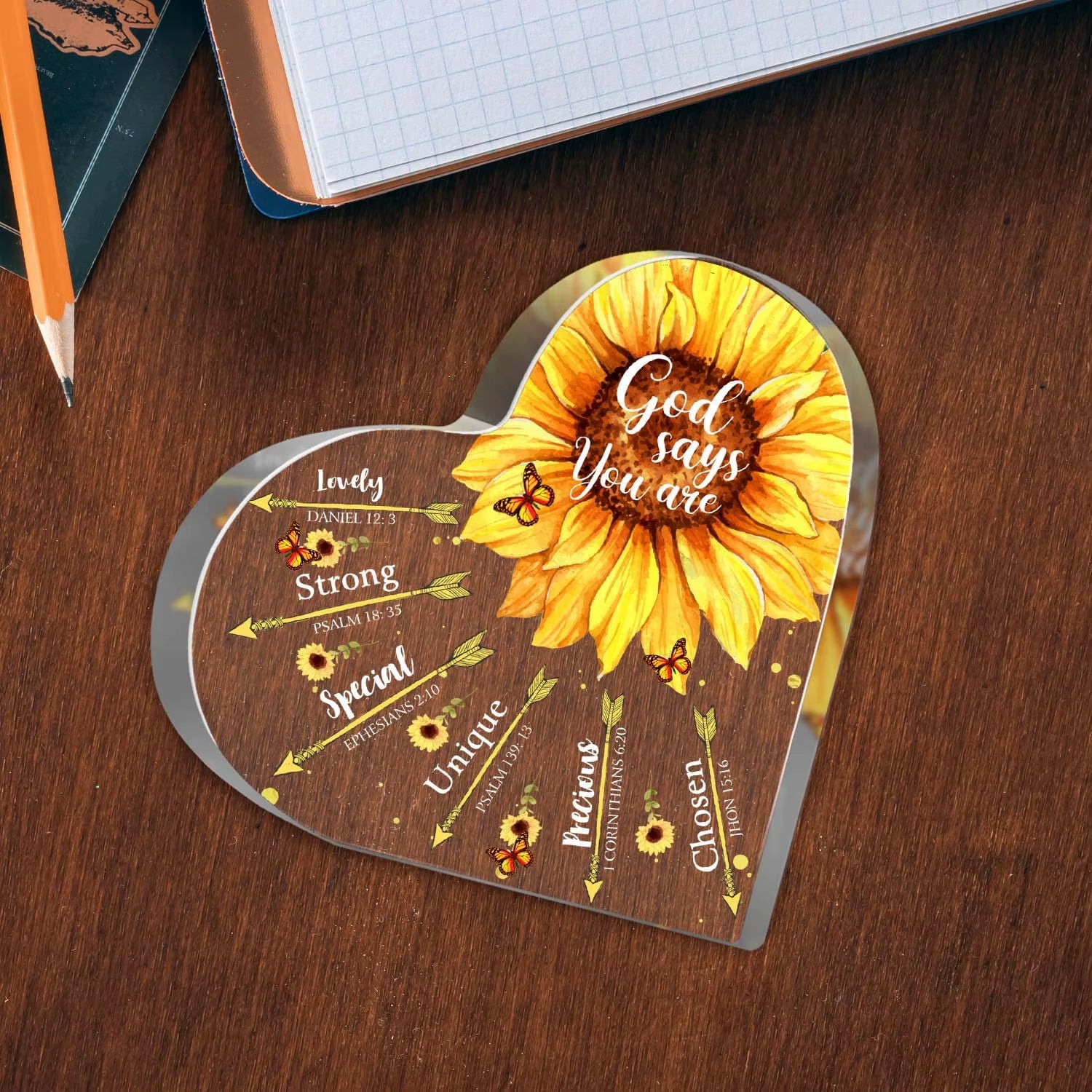 Religious Gifts for Women Christian, Inspirational Gifts with Bible Verse Plaque, Sunflower Christian Home Desk Decor Ornaments