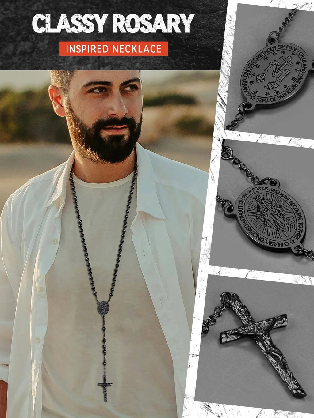 Black Rosary Necklace
