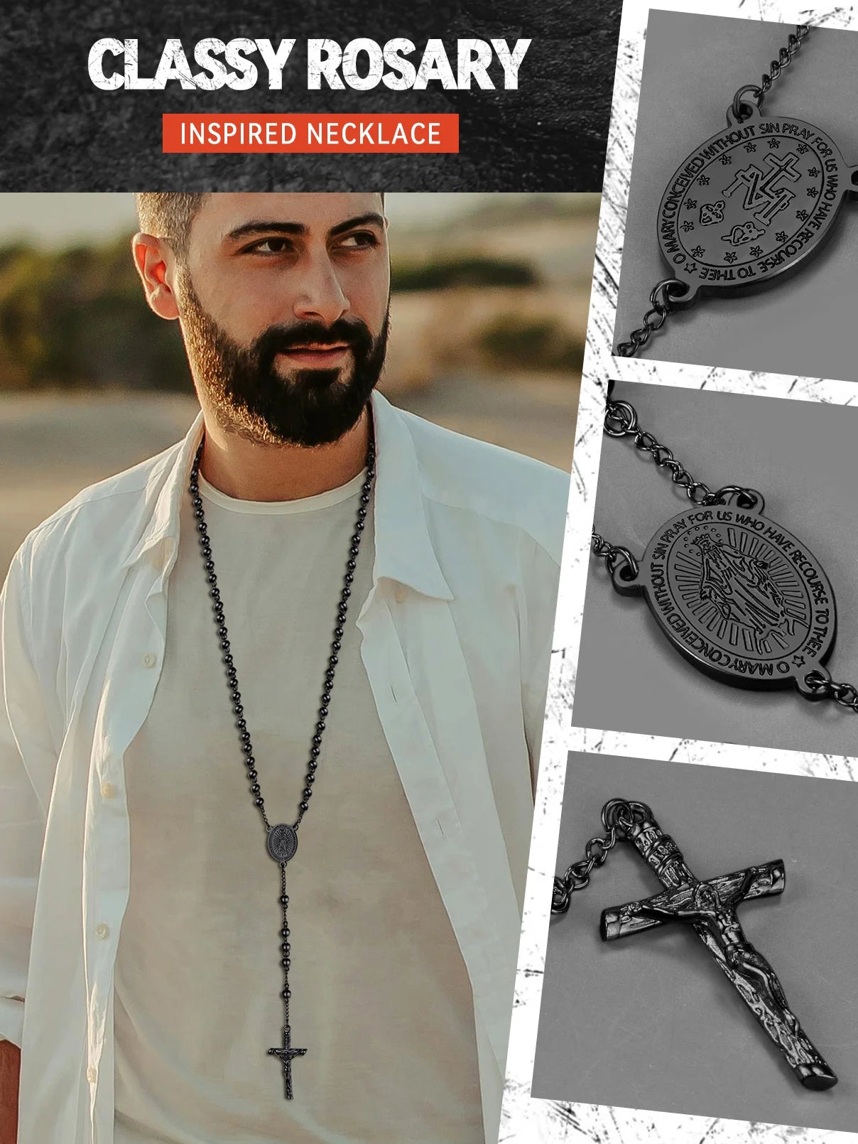 Black Rosary Necklace