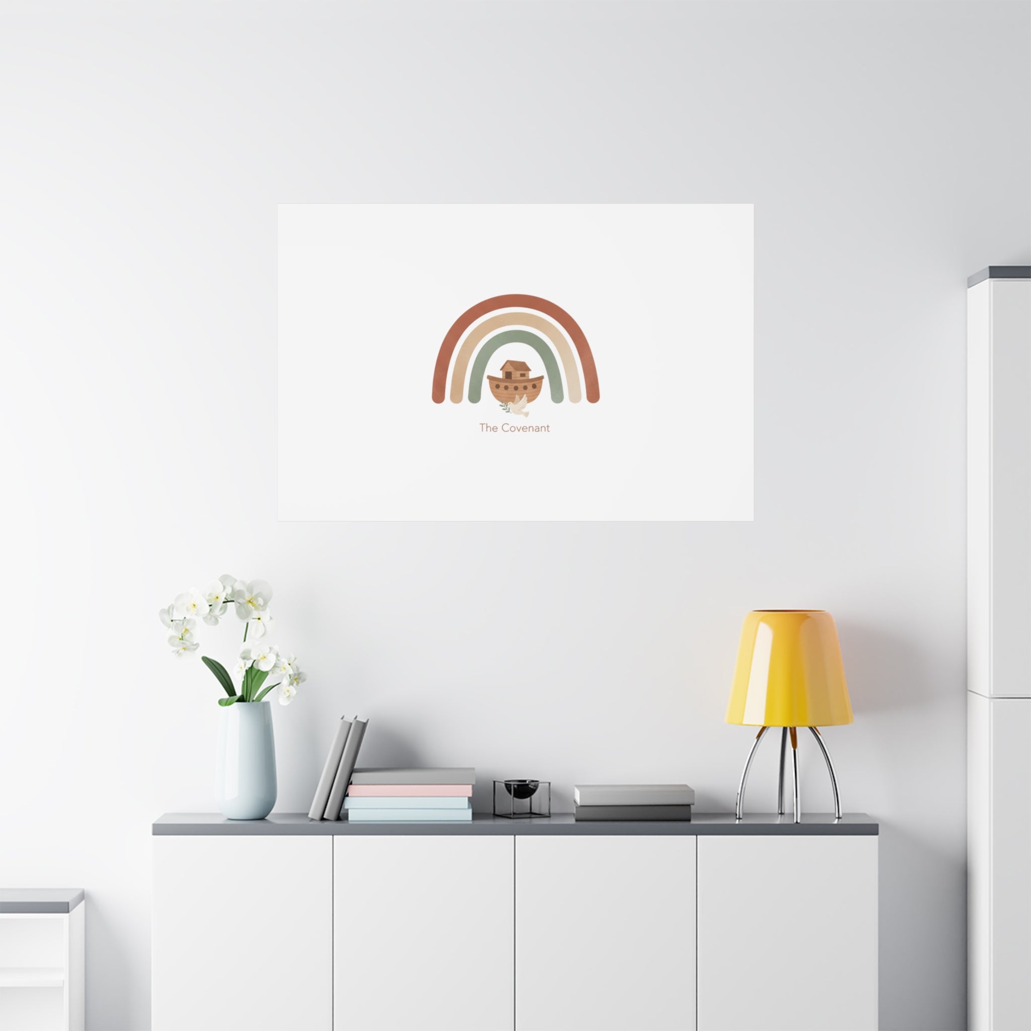 Noah's Ark Rainbow Matte Canvas Wall Art - "The Covenant" Nursery Decor