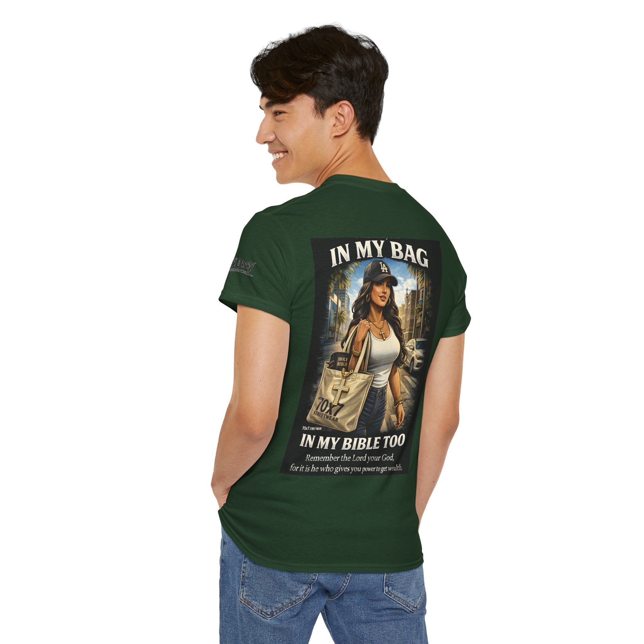 70x7 Streetwear — "In My Bag, In My Bible Too" Graphic Tee