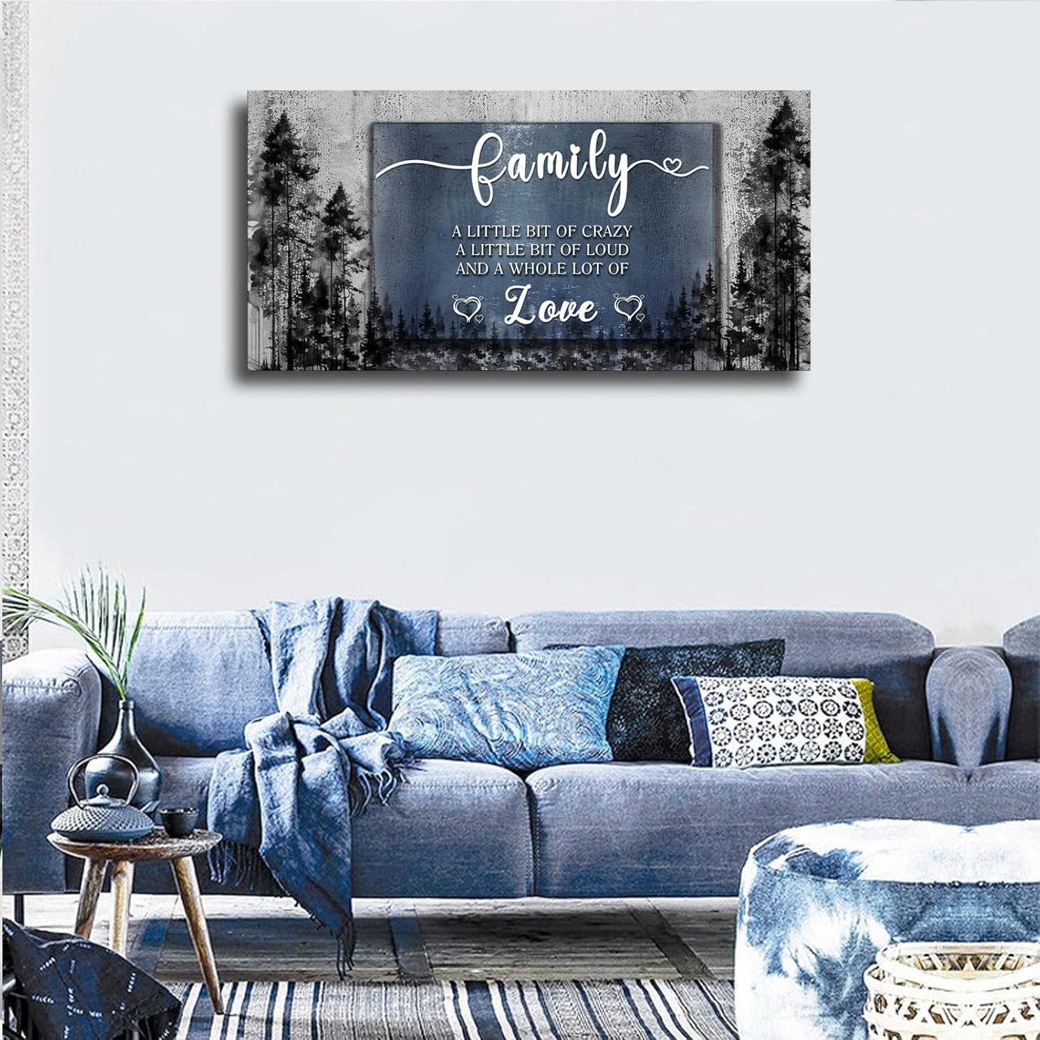 Family Quotes Canvas Wall Art,Family a Little Bit of Crazy Loud Love Wall Art for Living Room,Inspirational Motto Canvas Prints Poster Stretched Framed Artworks for Home Bedroom Office Wall Decor
