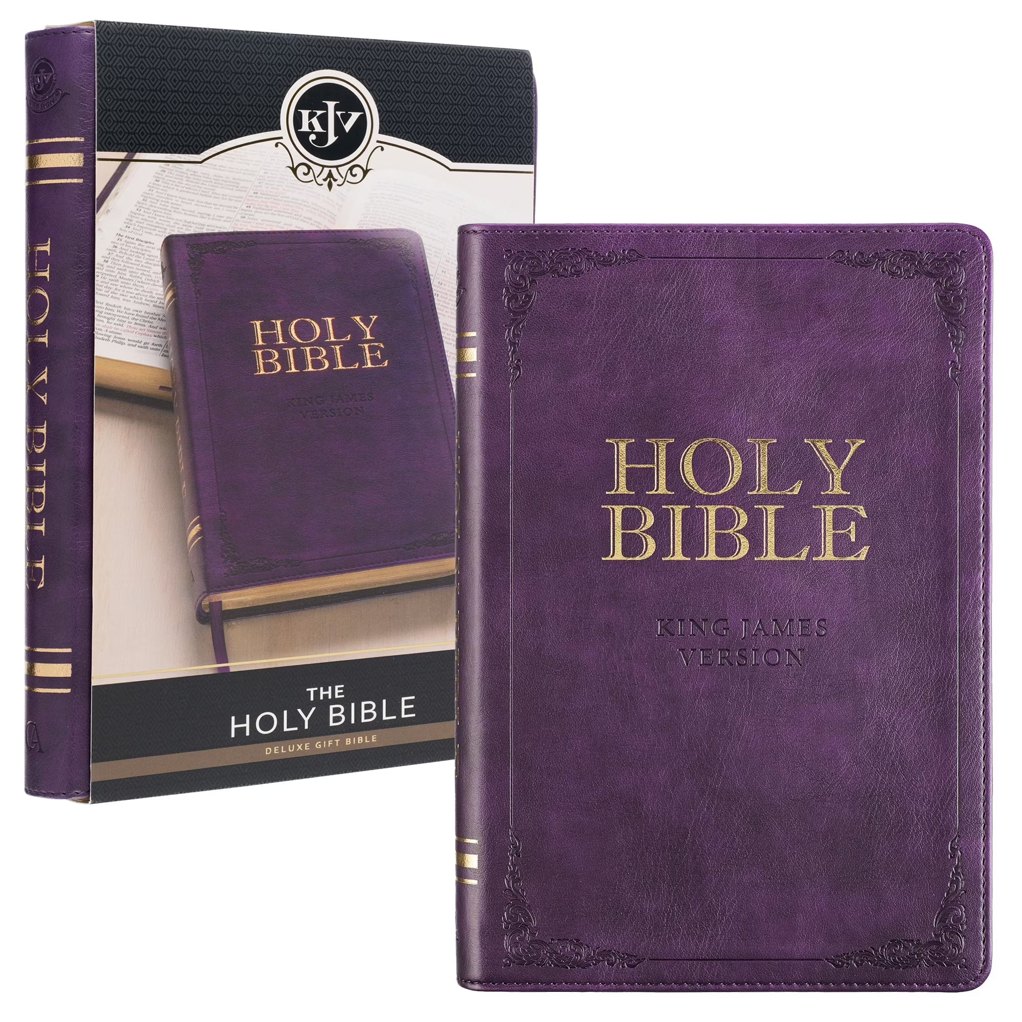 KJV Holy Bible, Standard Size Faux Leather Red Letter Edition Thumb Index & Ribbon Marker, King James Version, Purple