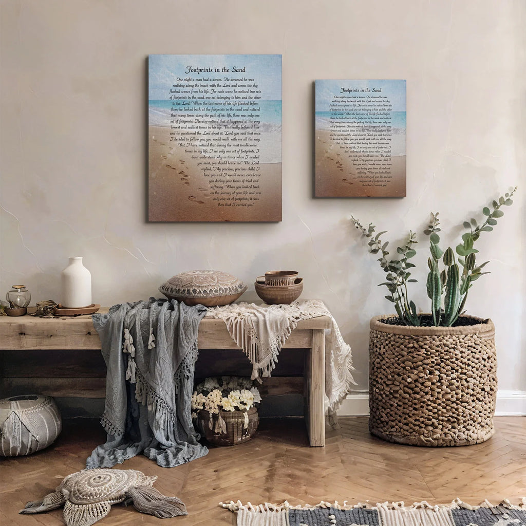 Footprints in the Sand Inspirational Wall Art