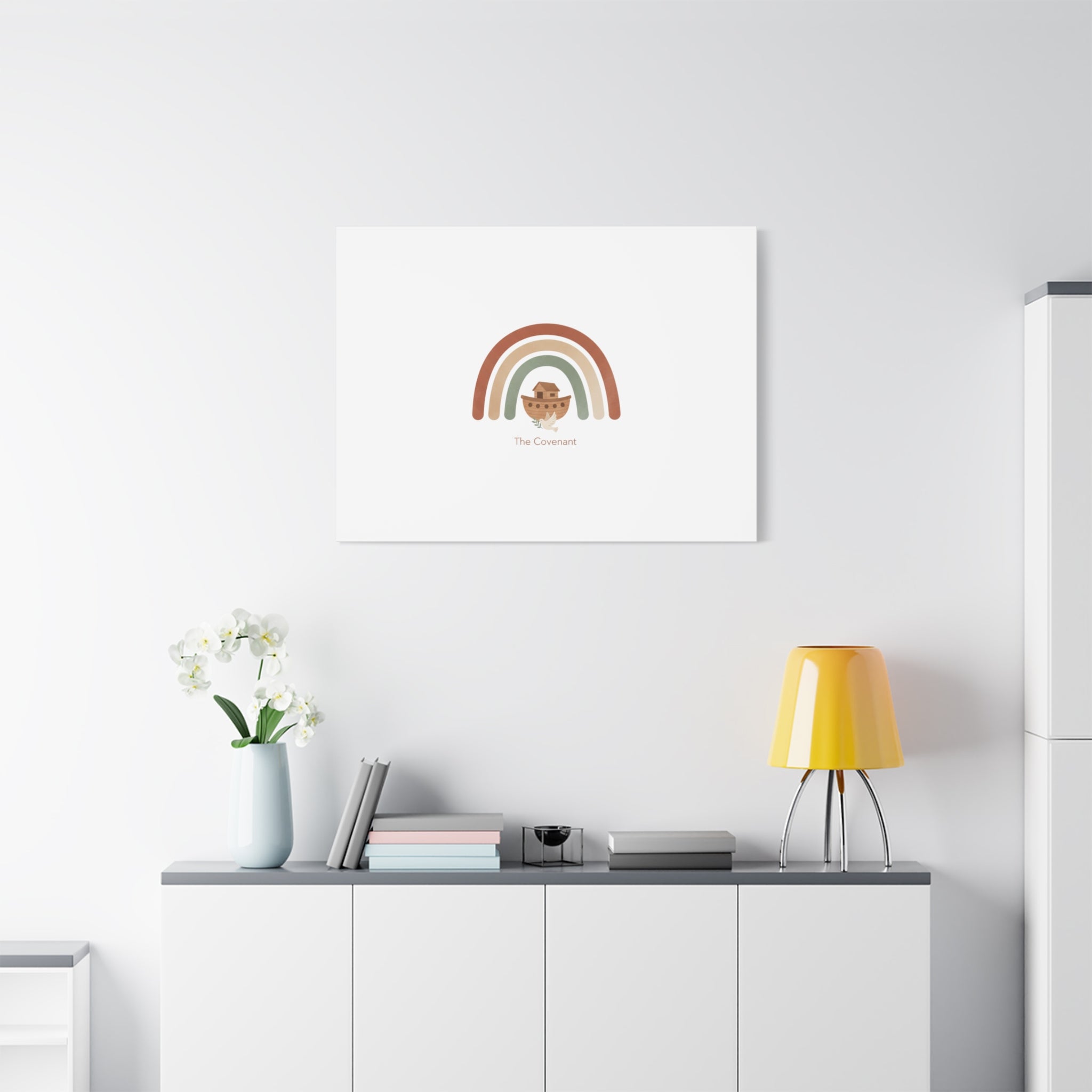 Noah's Ark Rainbow Matte Canvas Wall Art - "The Covenant" Nursery Decor