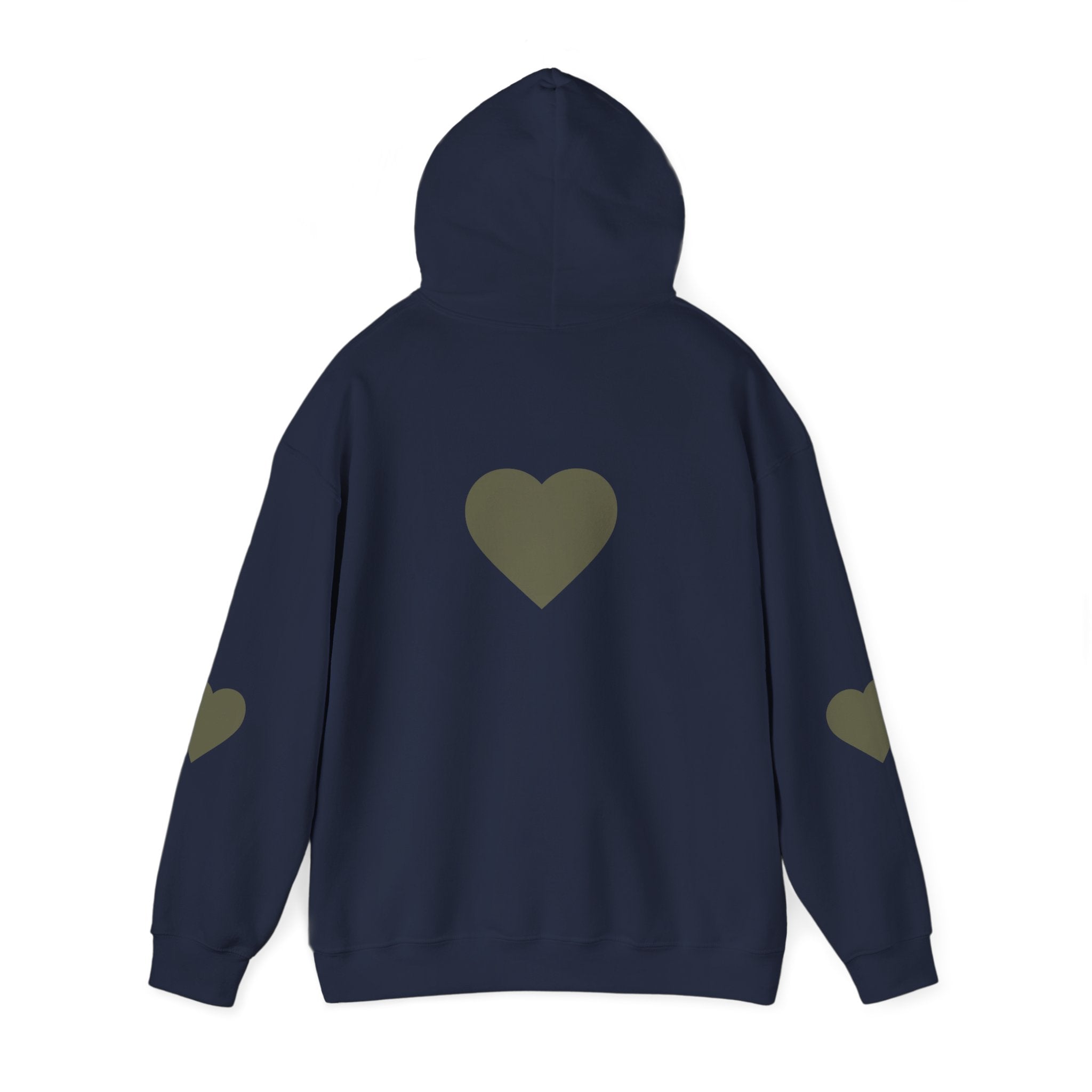 Heart Accent Hoodie — Minimal Olive Heart Sweatshirt for Everyday Wear