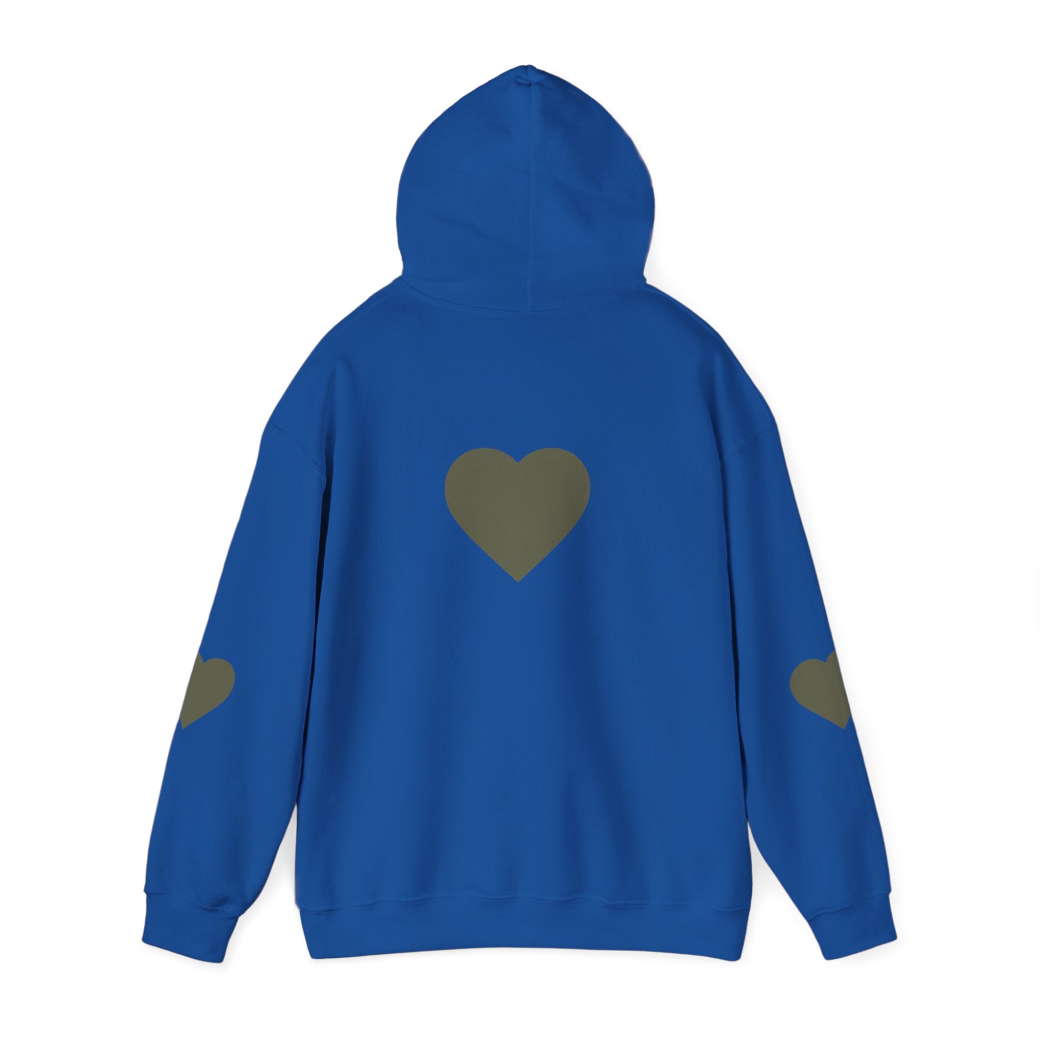 Heart Accent Hoodie — Minimal Olive Heart Sweatshirt for Everyday Wear