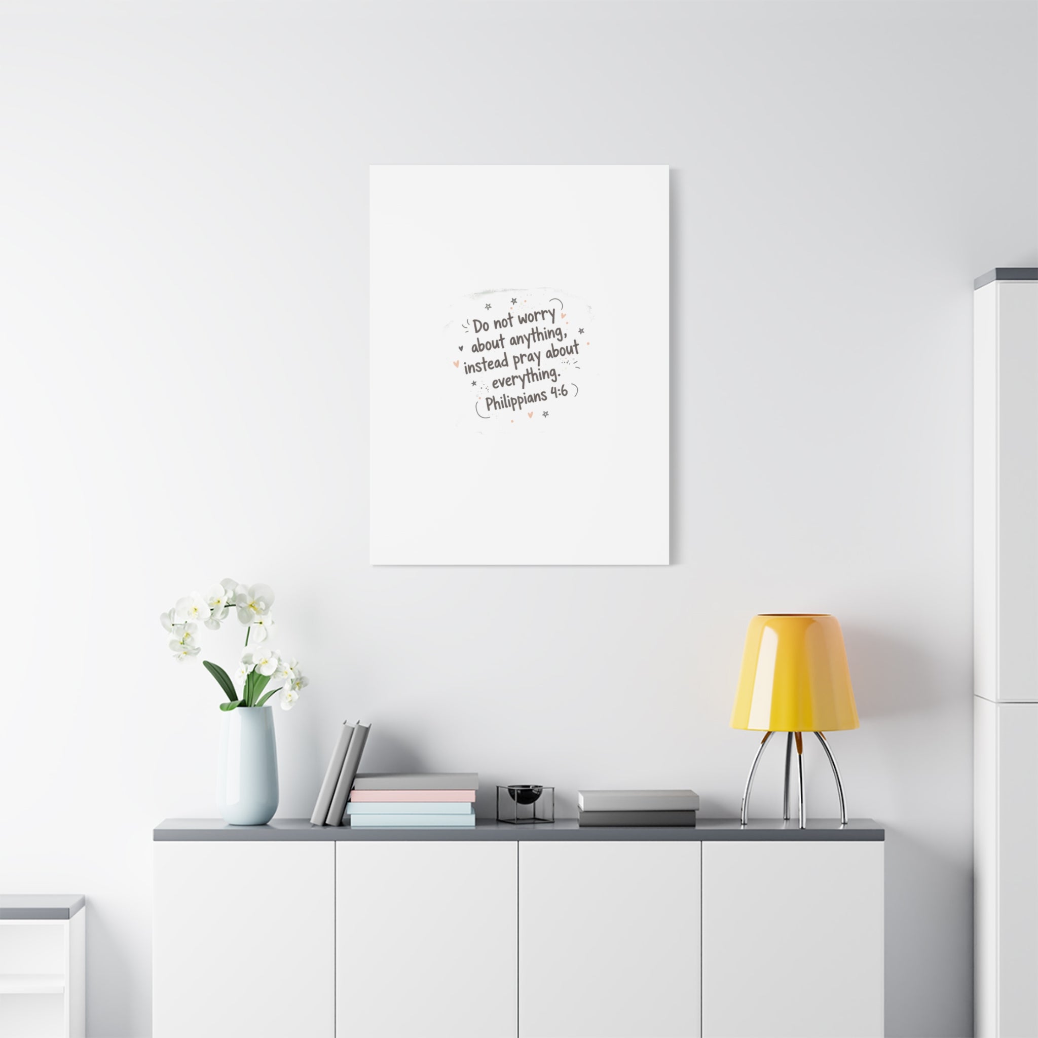 Do Not Worry Prayer Canvas | Handwritten Messy Script, Pastel Doodle Art