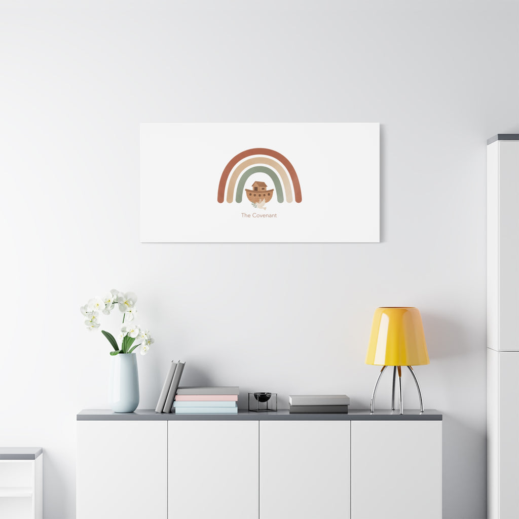 Noah's Ark Rainbow Matte Canvas Wall Art - "The Covenant" Nursery Decor