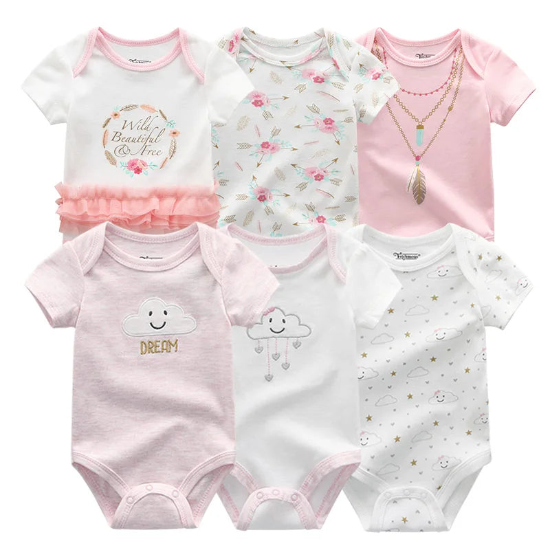 6Pcs/Set Unisex Newborn Baby Boy Clothes Unicorn Cotton Baby Girl Clothes Cartoon Girls Baby Clothing Jumpsuits Bodysuits