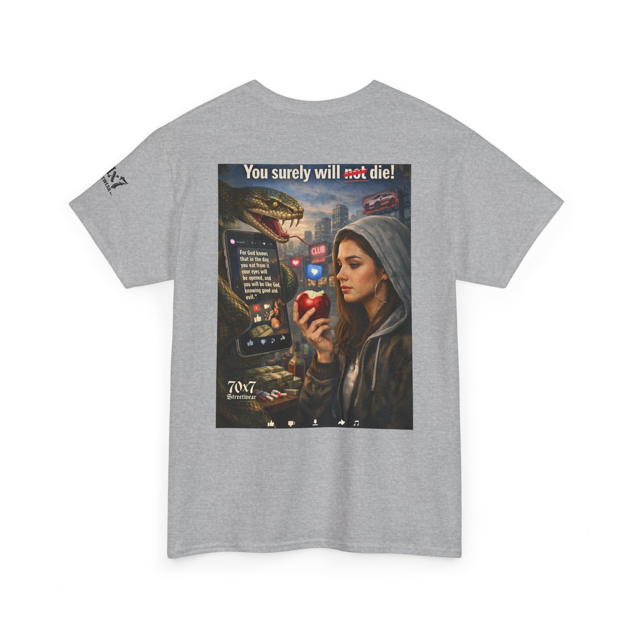 70x7 Genesis 3"14 T-Shirt — “You surely will not die!” Graphic Streetwear Tee