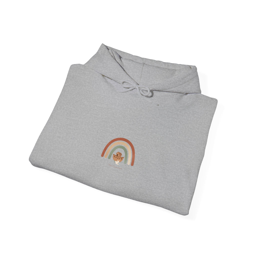 Minimal Boho Rainbow Hoodie — Tiny Floral Rainbow Graphic Sweatshirt