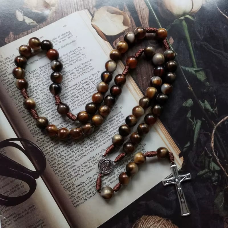 Vintage Rosary Catholic Prayer Beads Necklace 