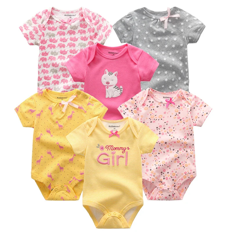 6Pcs/Set Unisex Newborn Baby Boy Clothes Unicorn Cotton Baby Girl Clothes Cartoon Girls Baby Clothing Jumpsuits Bodysuits