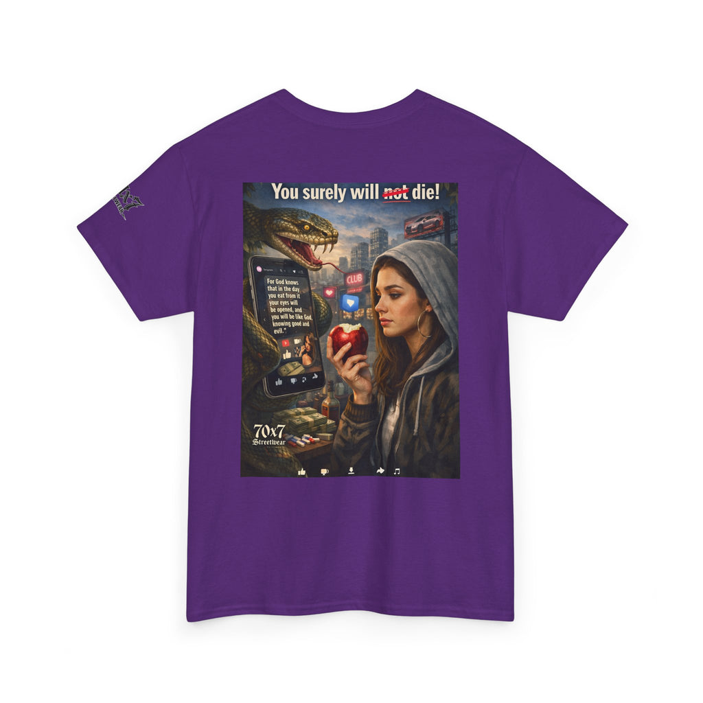 70x7 Genesis 3"14 T-Shirt — “You surely will not die!” Graphic Streetwear Tee