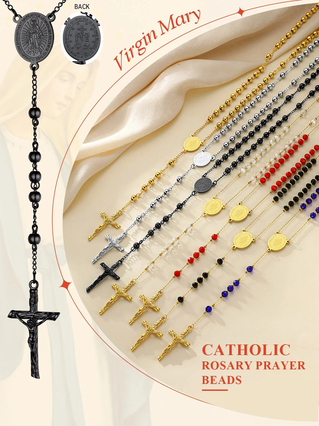 Black Rosary Necklace