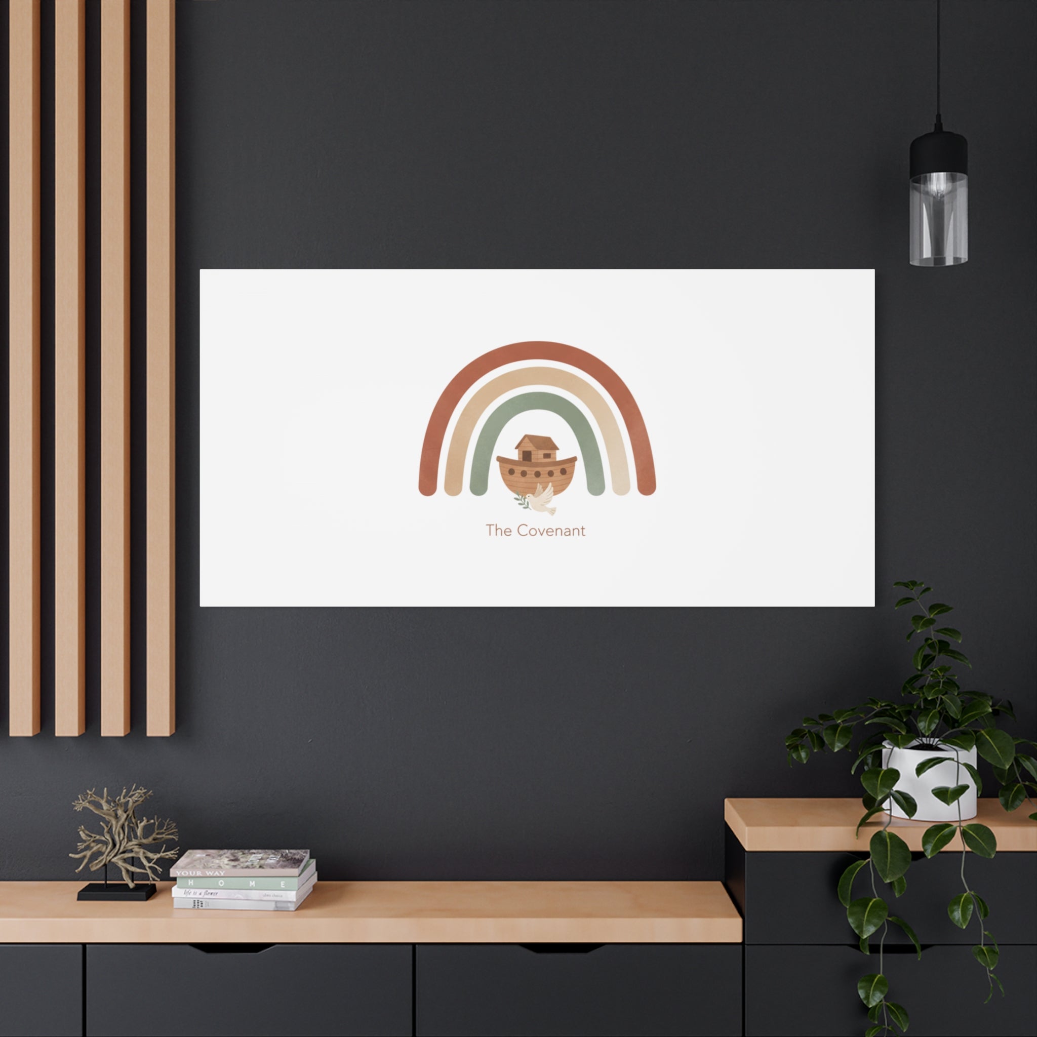 Noah's Ark Rainbow Matte Canvas Wall Art - "The Covenant" Nursery Decor