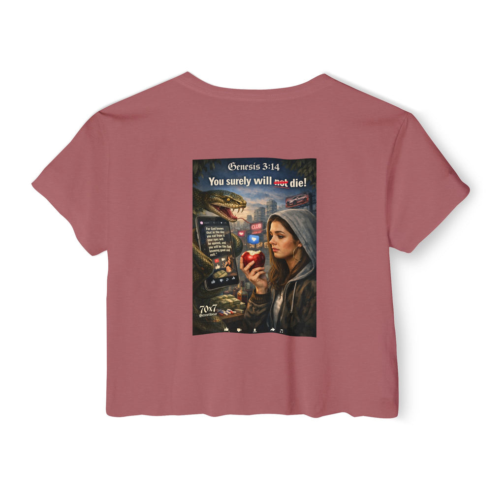 Genesis 3"14 Women's Crop Top — 'You Surely Will Not Die!' 70x7 Streetwear Graphic