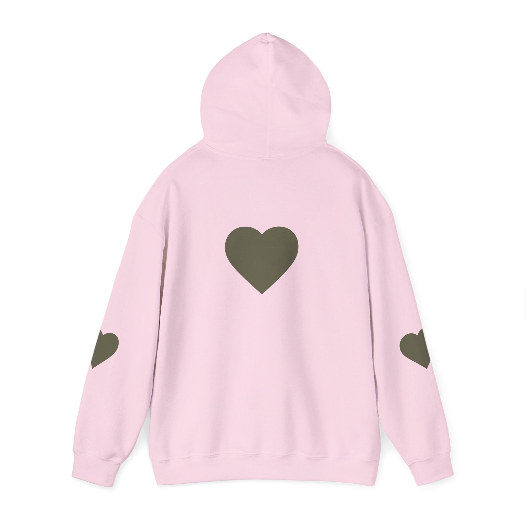 Heart Accent Hoodie — Minimal Olive Heart Sweatshirt for Everyday Wear