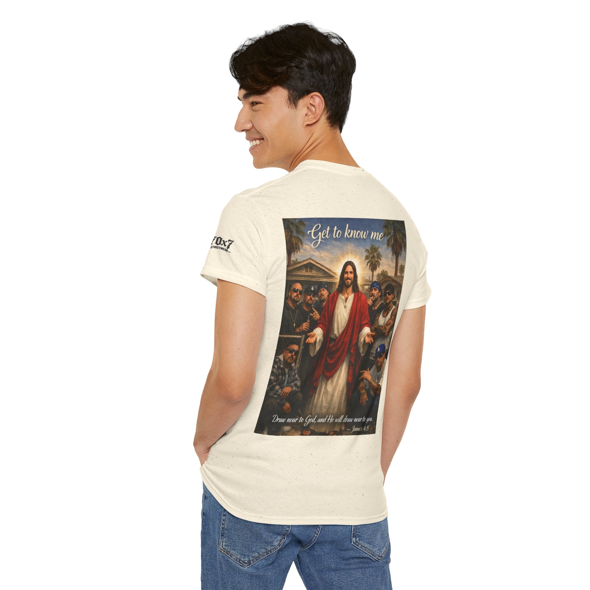 70x7 Streetwear - Jesus 'Get to Know Me' Graphic Tee