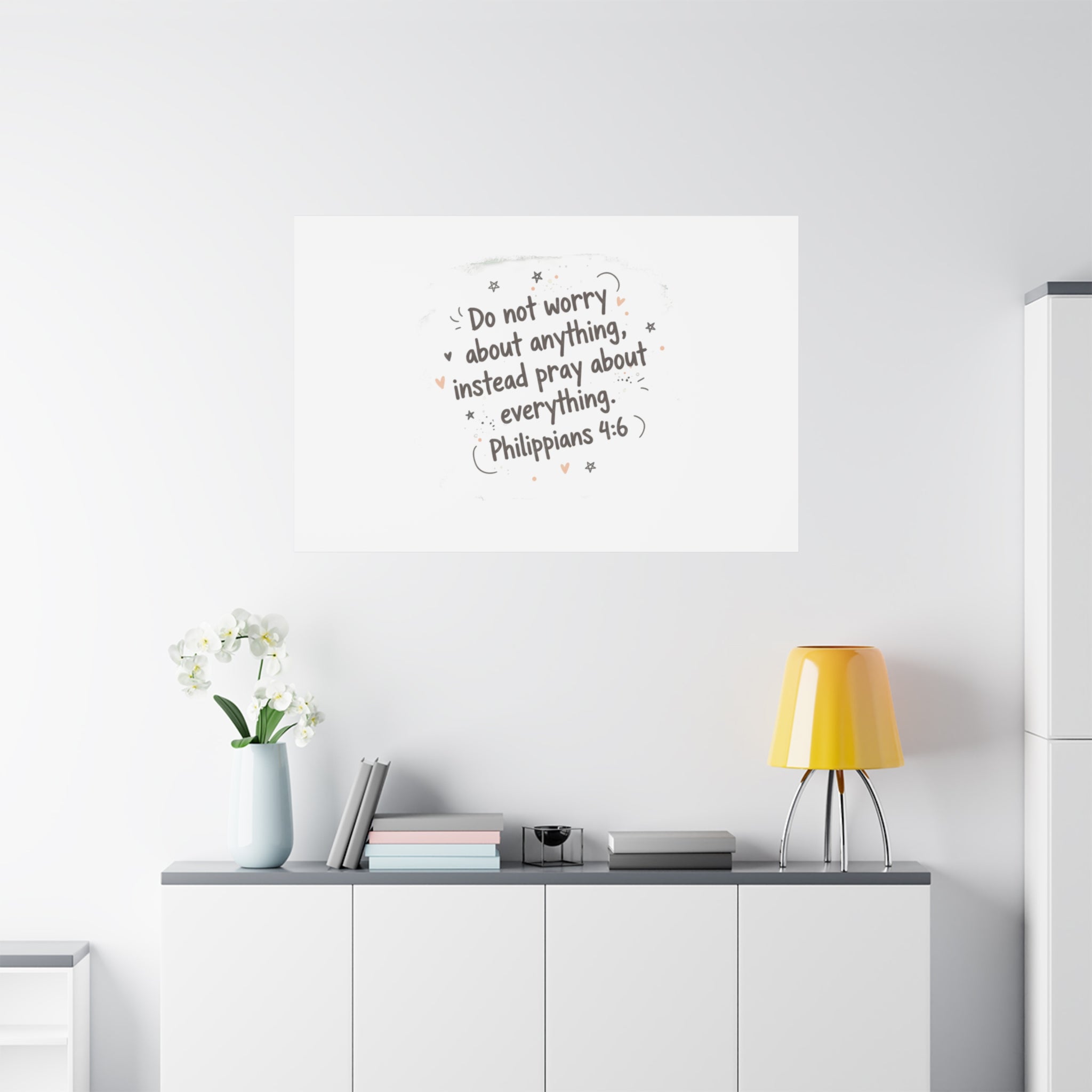 Do Not Worry Prayer Canvas | Handwritten Messy Script, Pastel Doodle Art