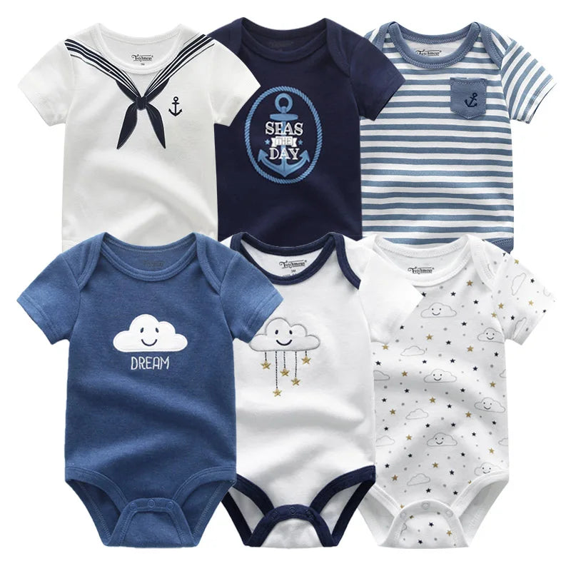 6Pcs/Set Unisex Newborn Baby Boy Clothes Unicorn Cotton Baby Girl Clothes Cartoon Girls Baby Clothing Jumpsuits Bodysuits