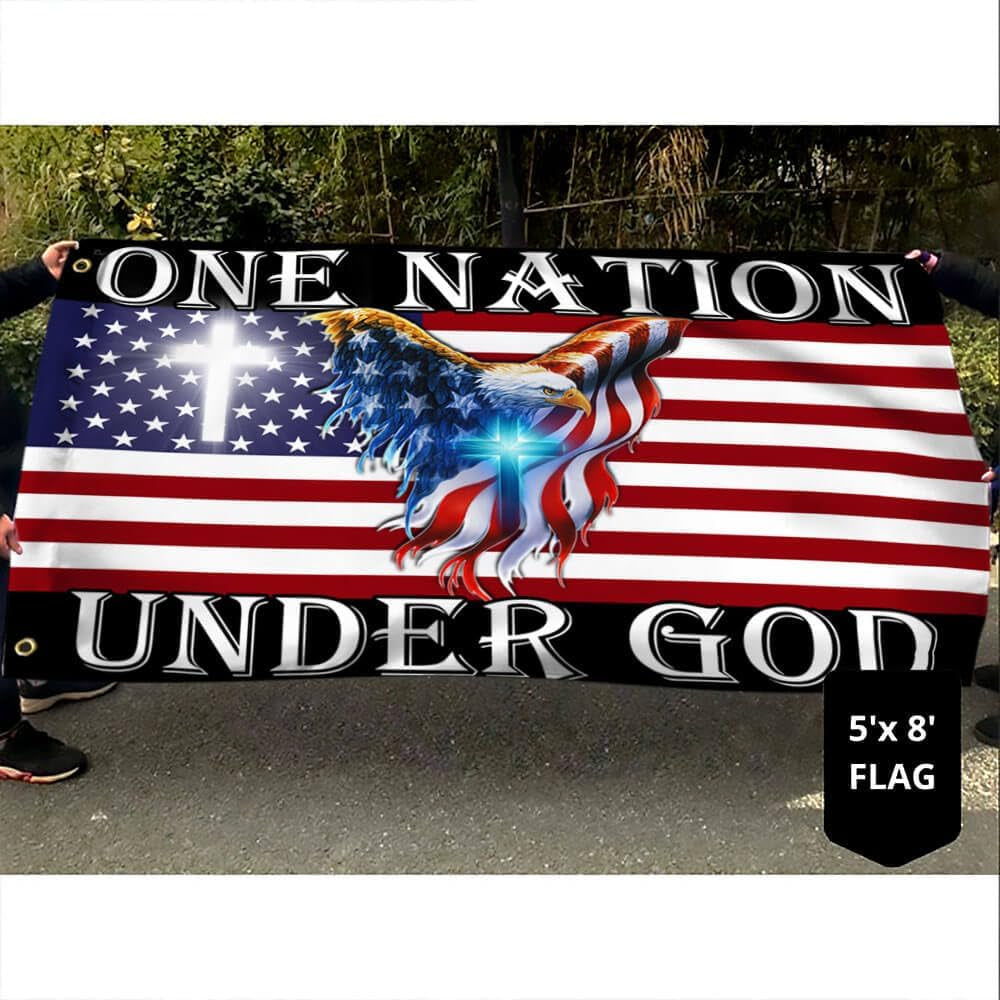 3X5 Patriotic American Flags, 4Th of July Decorations, One Nation under God American Eagle Flag - Double Sided, Heavy Duty Canvas - Decorations for Indoor, Outdoor Decor Flag with Grommets