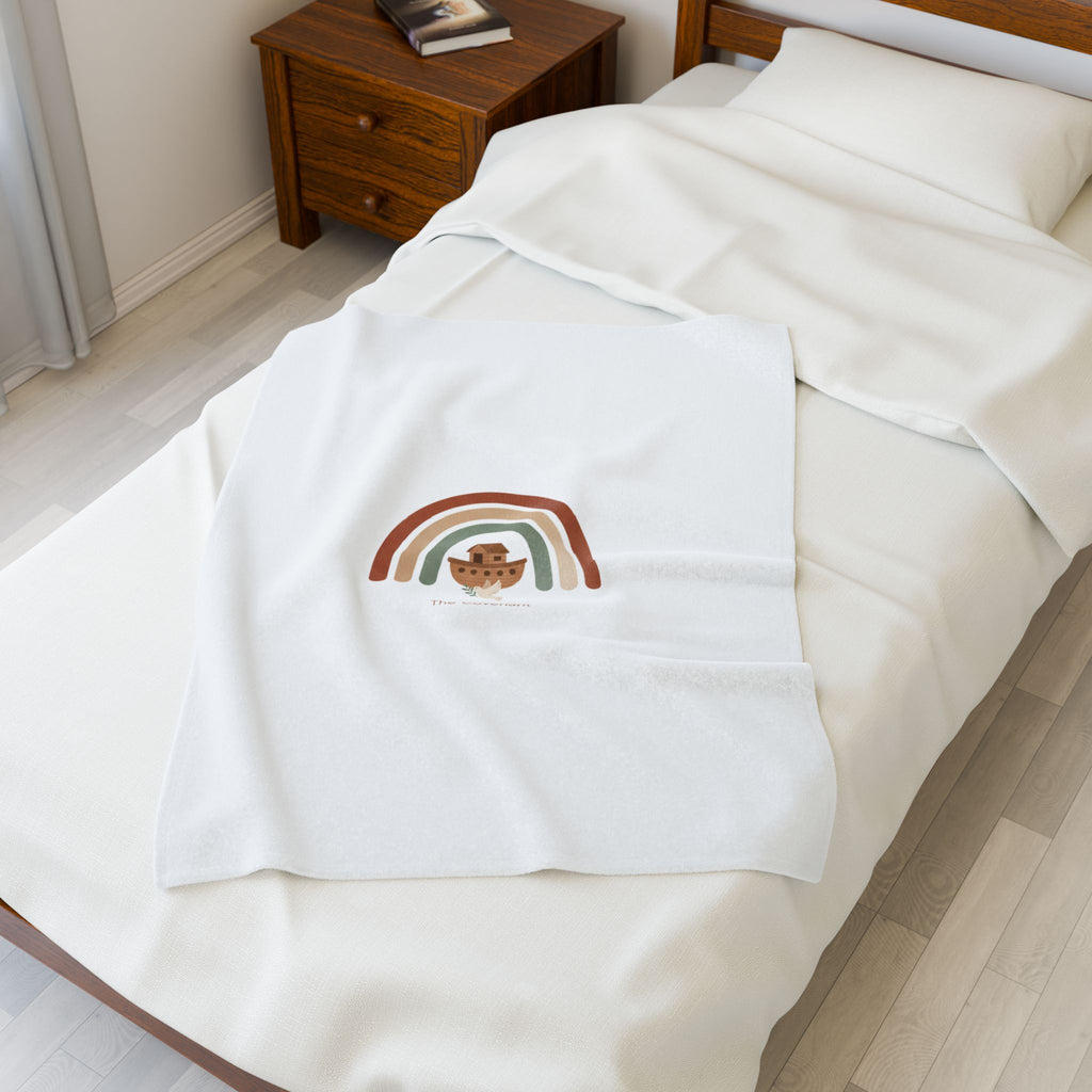 Neutral Rainbow Arc Plush Blanket | Boho Desert Arc, Muted Rainbow Nursery