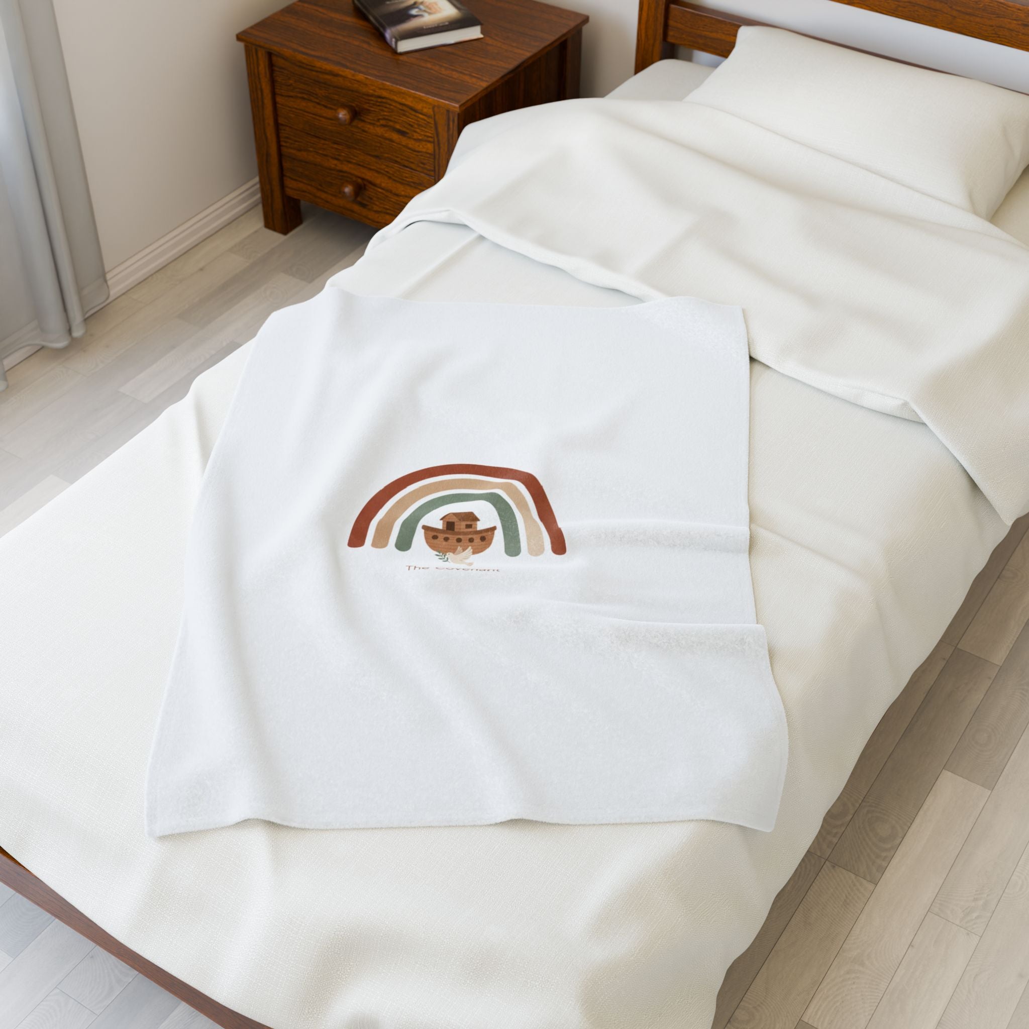 Neutral Rainbow Arc Plush Blanket | Boho Desert Arc, Muted Rainbow Nursery