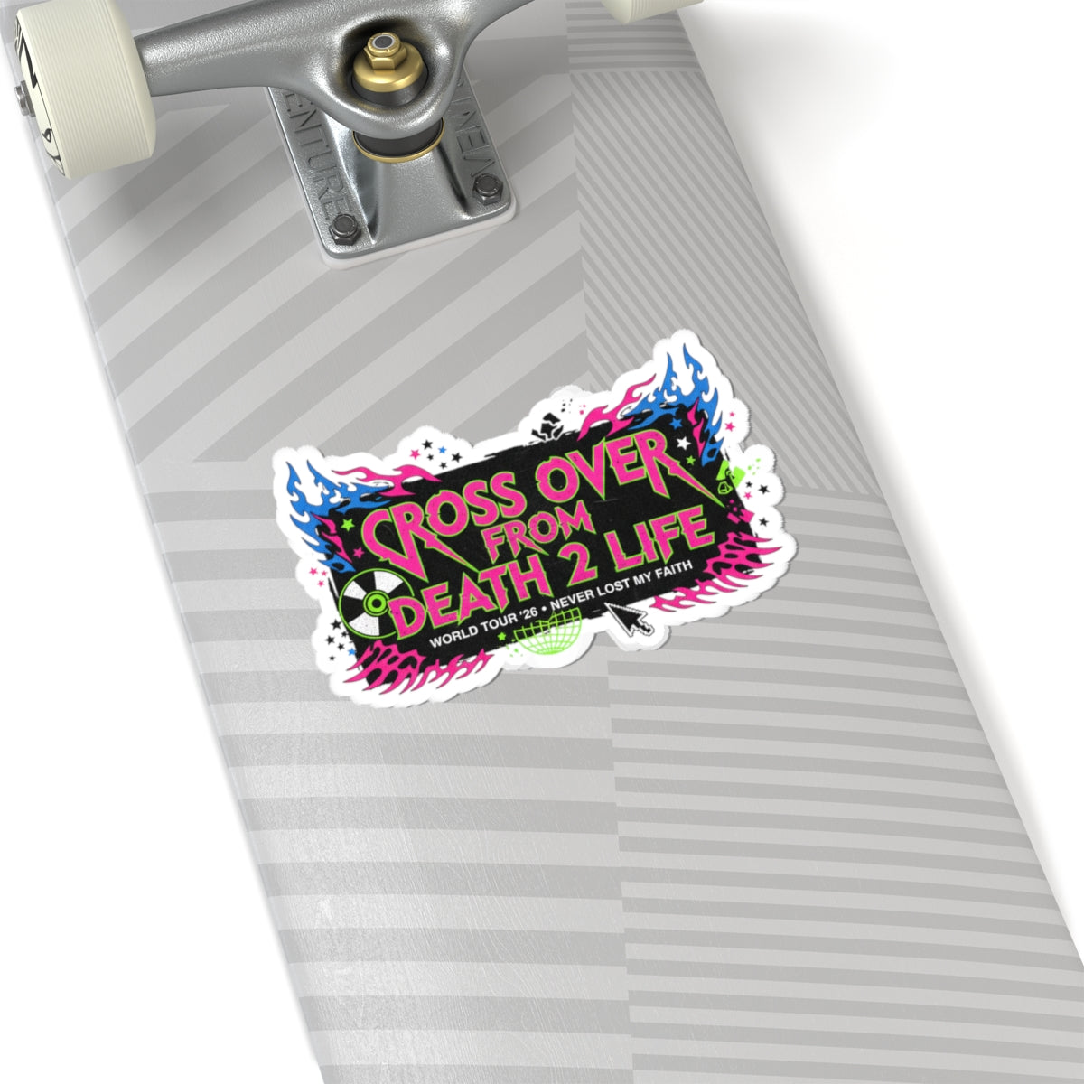 Kiss-Cut Sticker — "Cross Over From Death 2 Life" Neon Tour Design