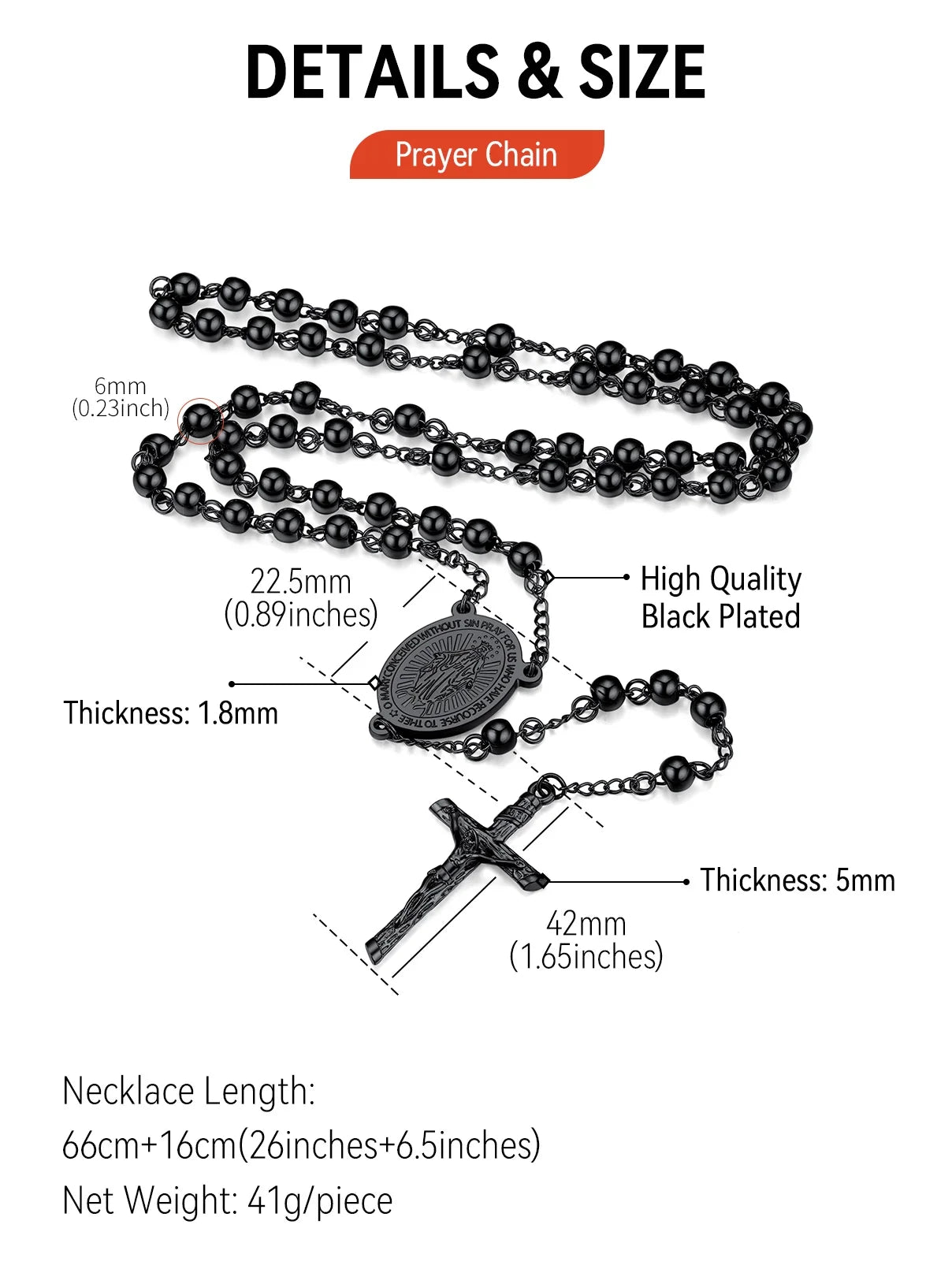 Black Rosary Necklace