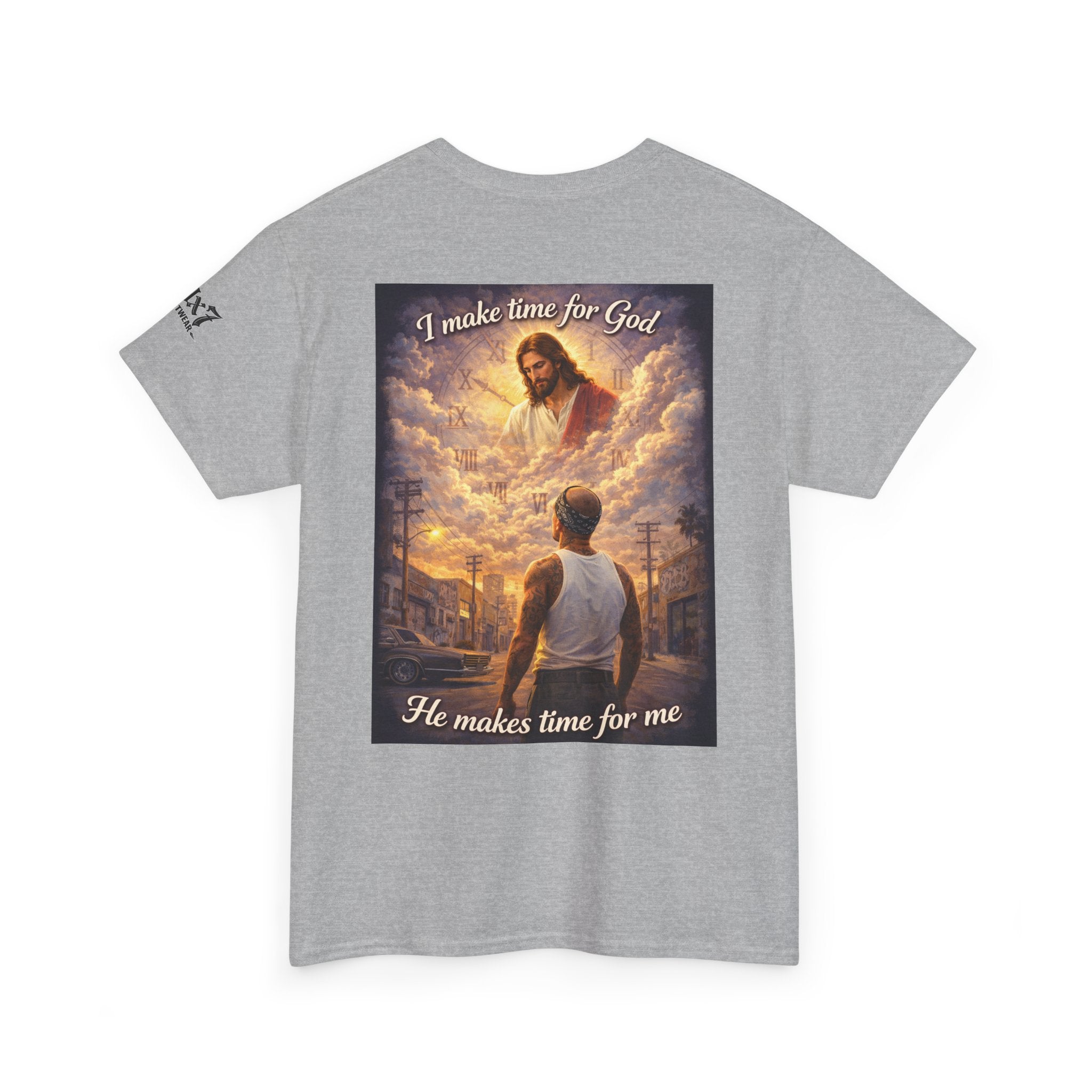 "I Make Time for God, He Makes Time for Me" 70x7 Streetwear Graphic Tee