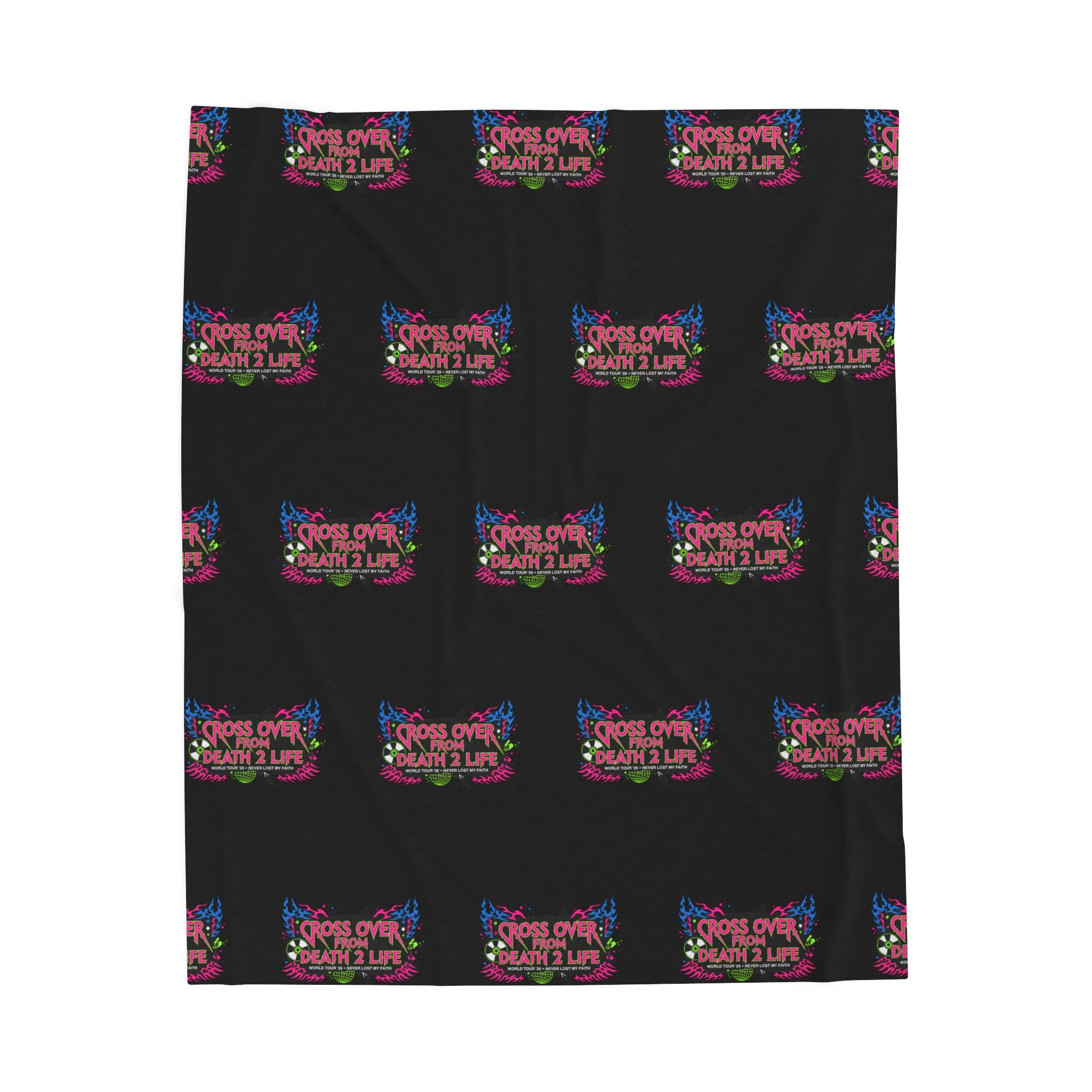 Velveteen Plush Blanket — Colorful "Cross Over from Death 2 Life" Graphic Throw