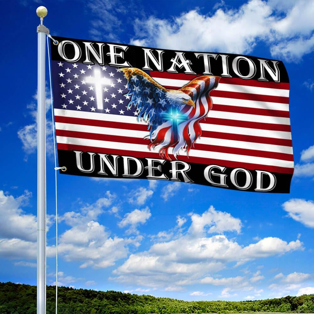 3X5 Patriotic American Flags, 4Th of July Decorations, One Nation under God American Eagle Flag - Double Sided, Heavy Duty Canvas - Decorations for Indoor, Outdoor Decor Flag with Grommets