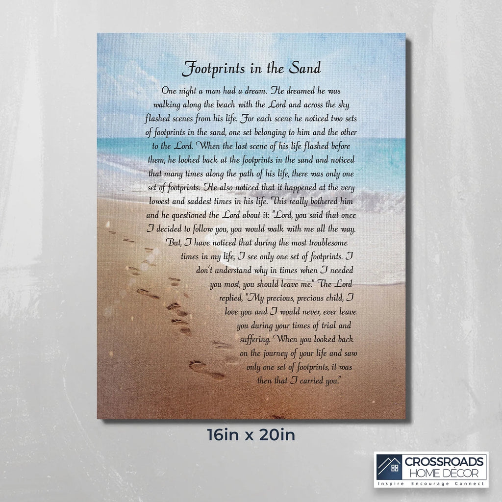 Footprints in the Sand Inspirational Wall Art