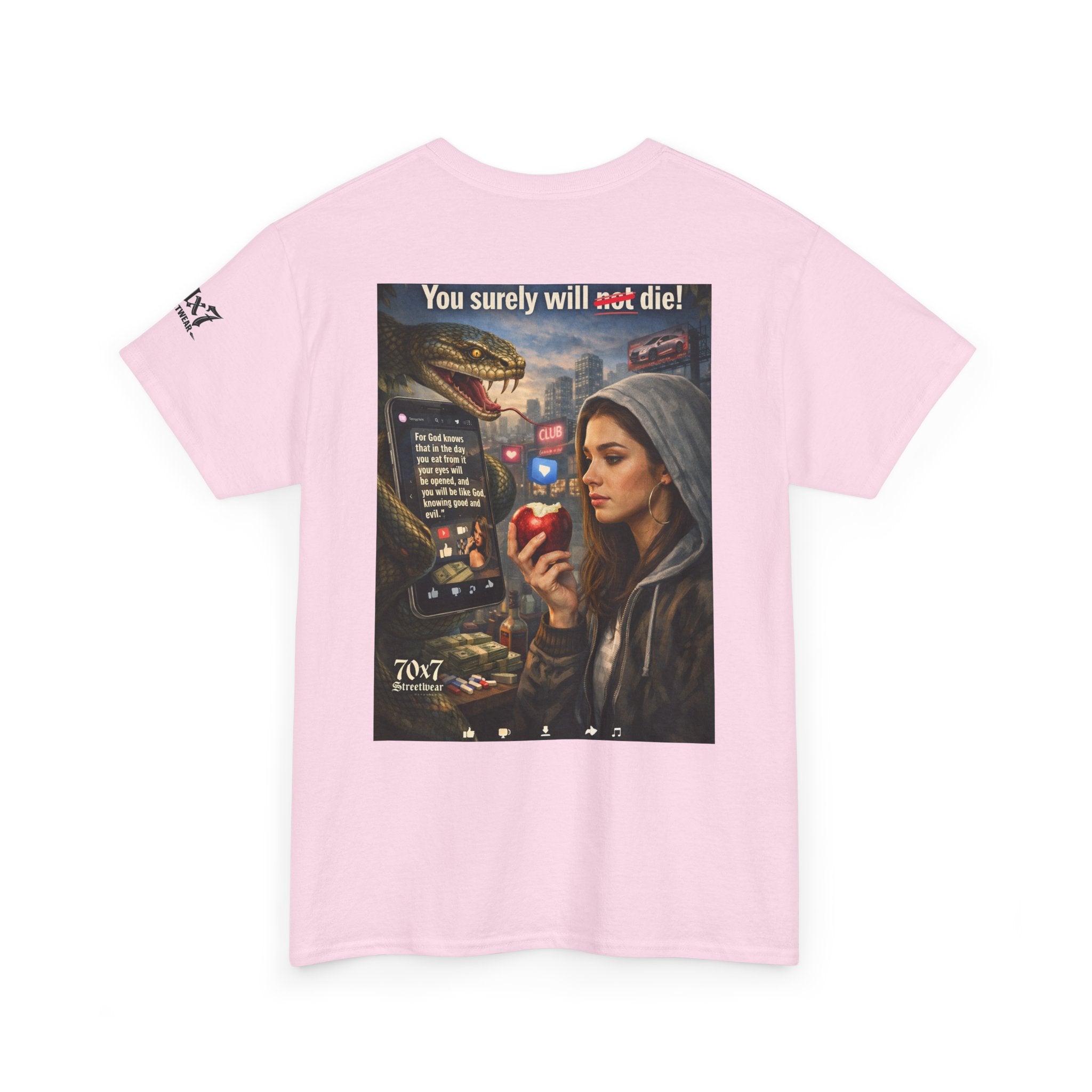 70x7 Genesis 3"14 T-Shirt — “You surely will not die!” Graphic Streetwear Tee