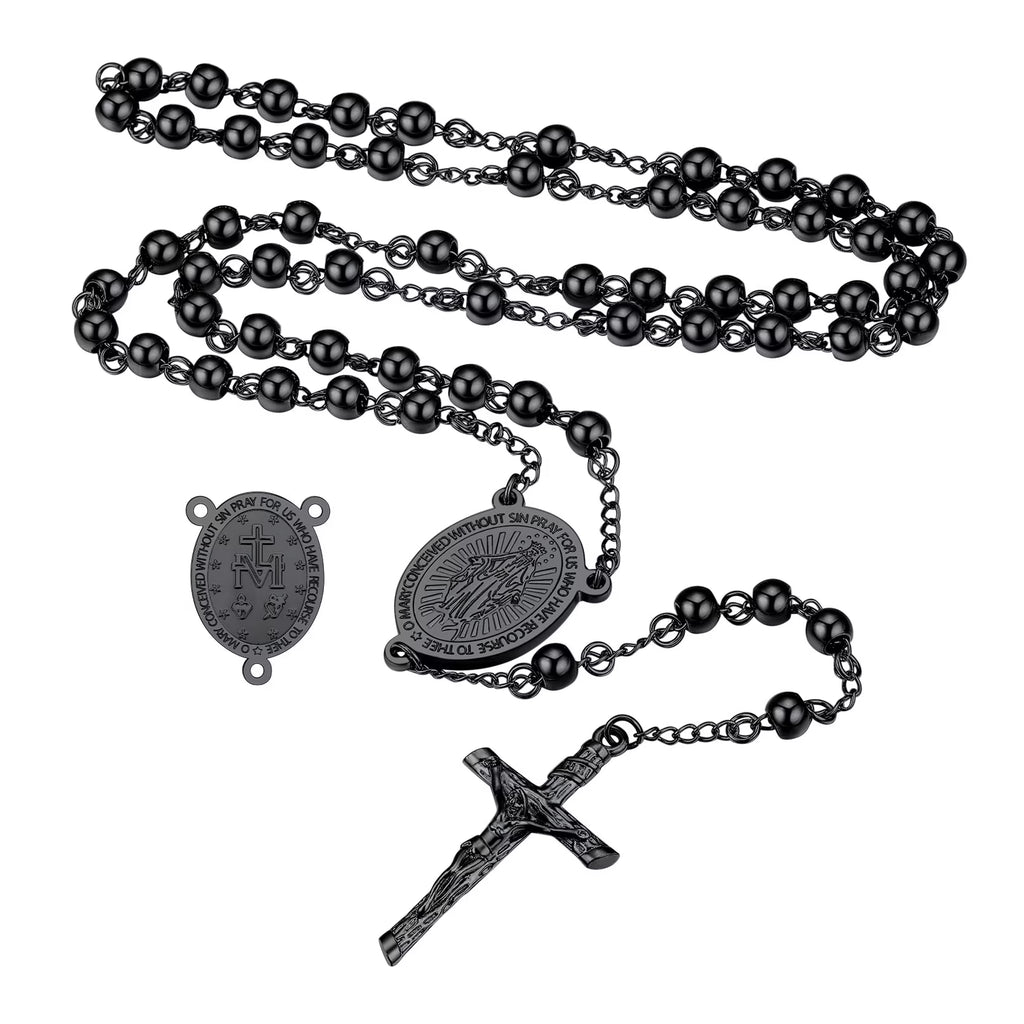 Black Rosary Necklace