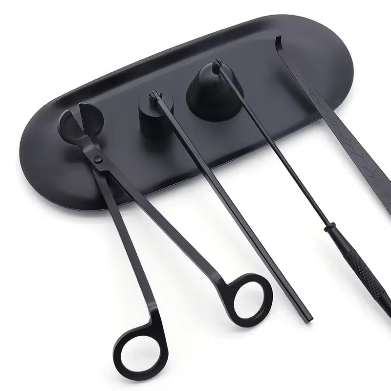 Candle Extinguishing Tool Black Metal Candle Extinguisher Candle Wick Trimming Scissors/Hook/Candle Tray/Candle Nursing Tool