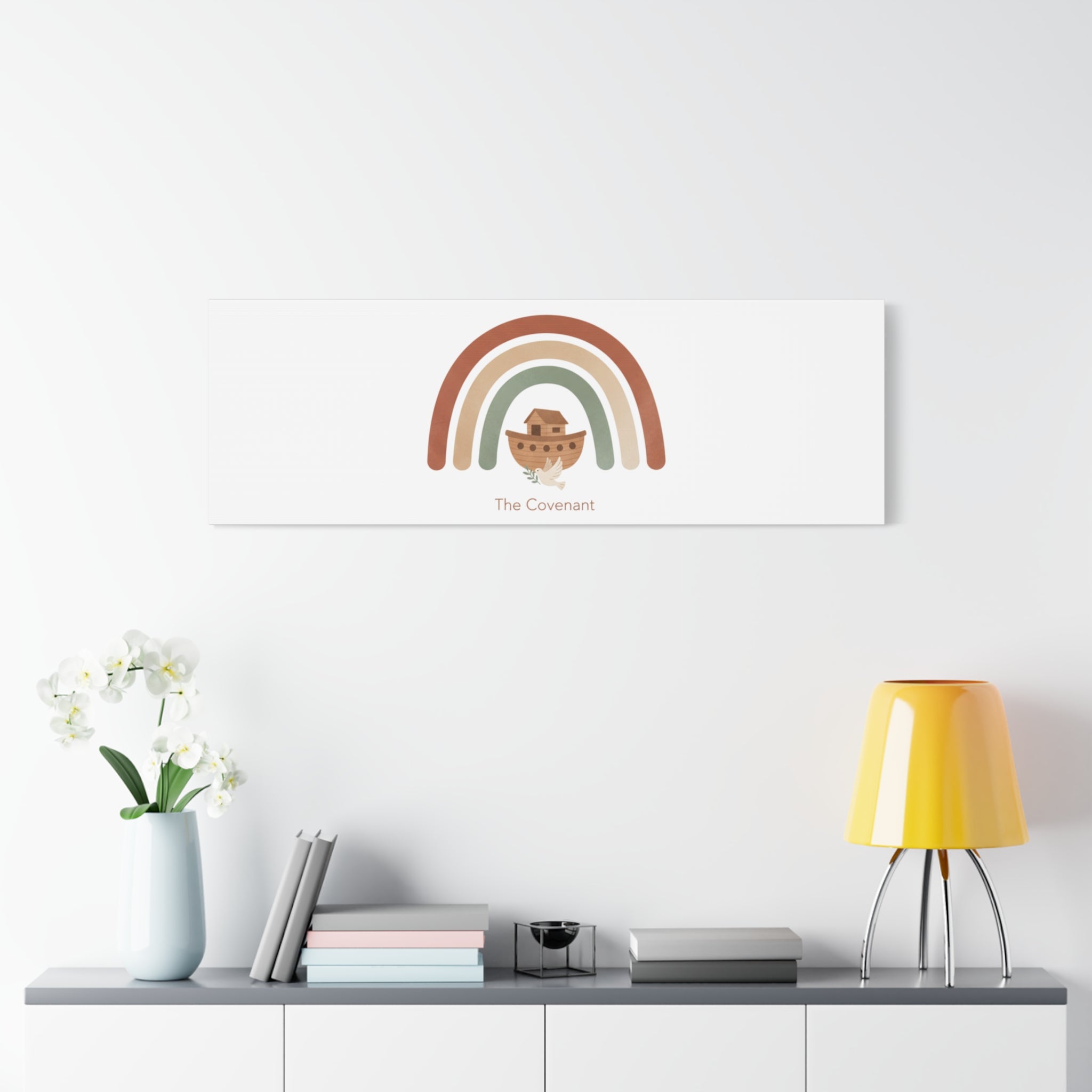 Noah's Ark Rainbow Matte Canvas Wall Art - "The Covenant" Nursery Decor
