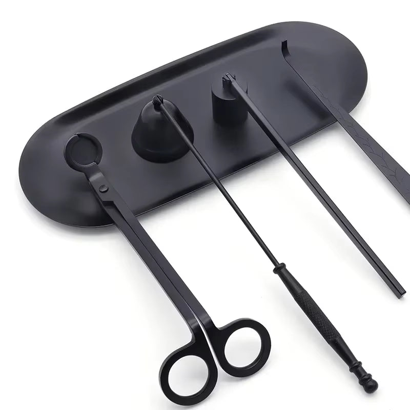 Candle Extinguishing Tool Black Metal Candle Extinguisher Candle Wick Trimming Scissors/Hook/Candle Tray/Candle Nursing Tool