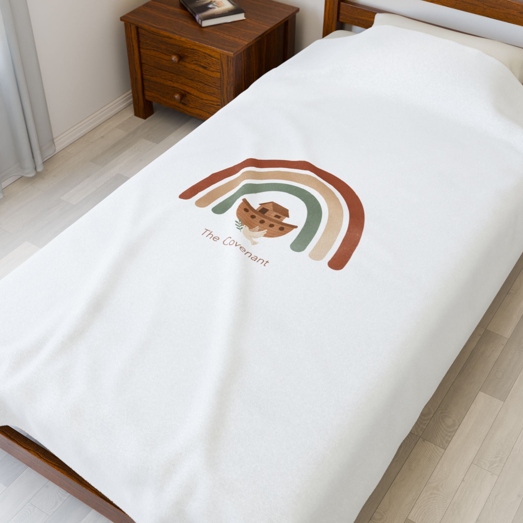 Neutral Rainbow Arc Plush Blanket | Boho Desert Arc, Muted Rainbow Nursery