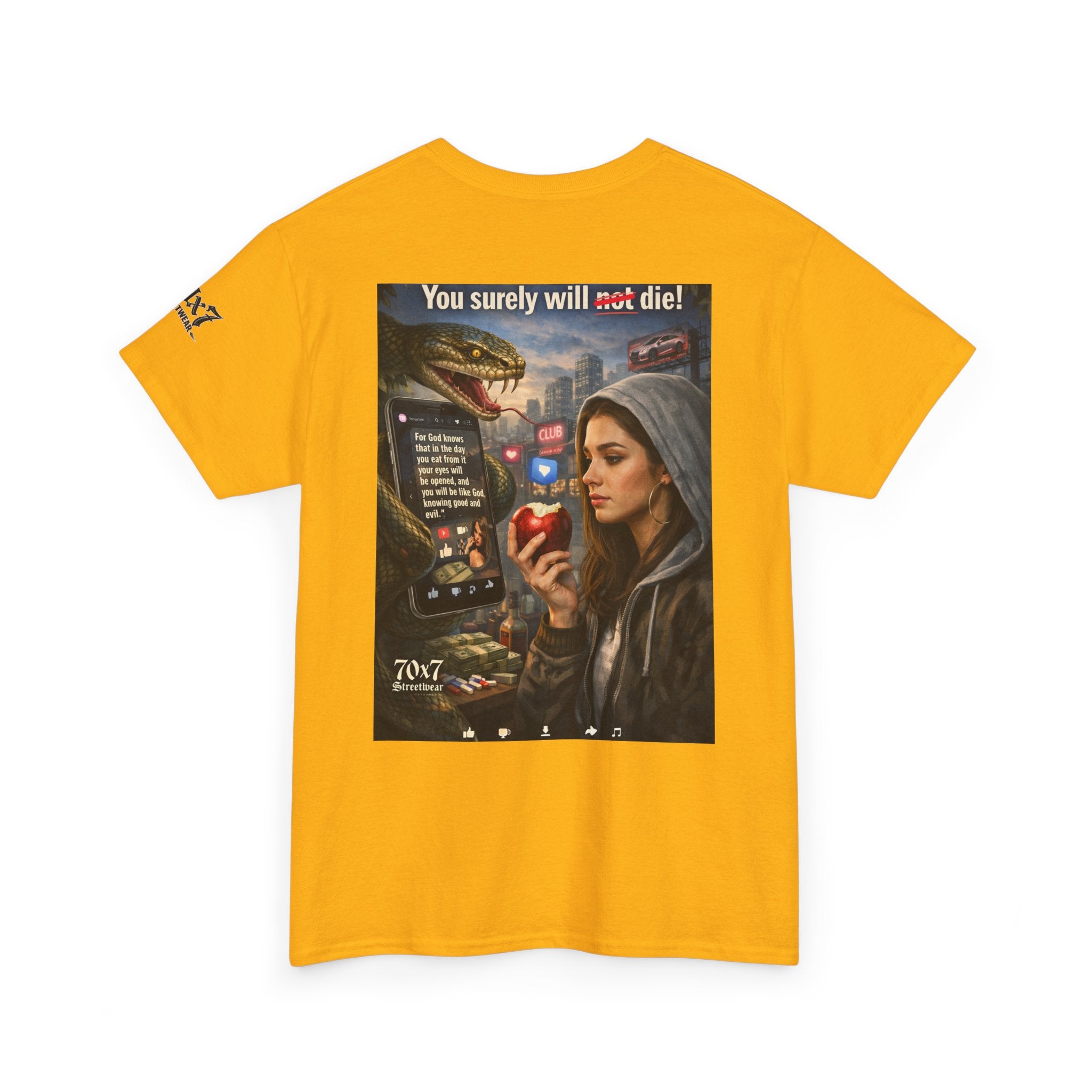 70x7 Genesis 3"14 T-Shirt — “You surely will not die!” Graphic Streetwear Tee