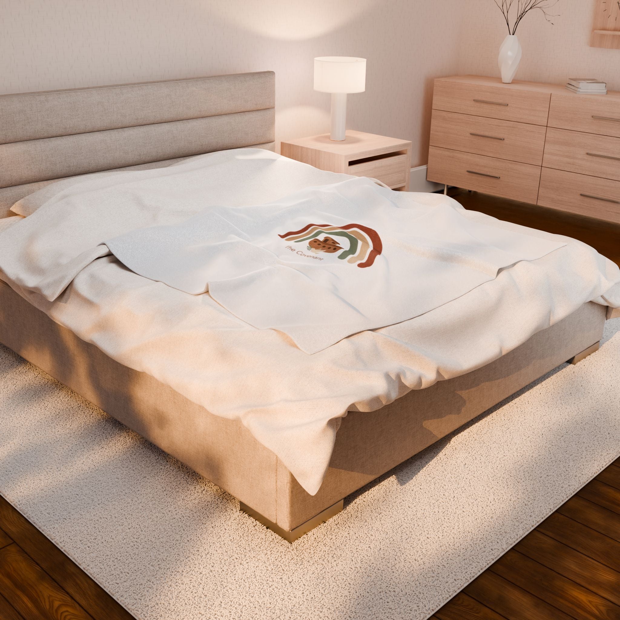 Neutral Rainbow Arc Plush Blanket | Boho Desert Arc, Muted Rainbow Nursery