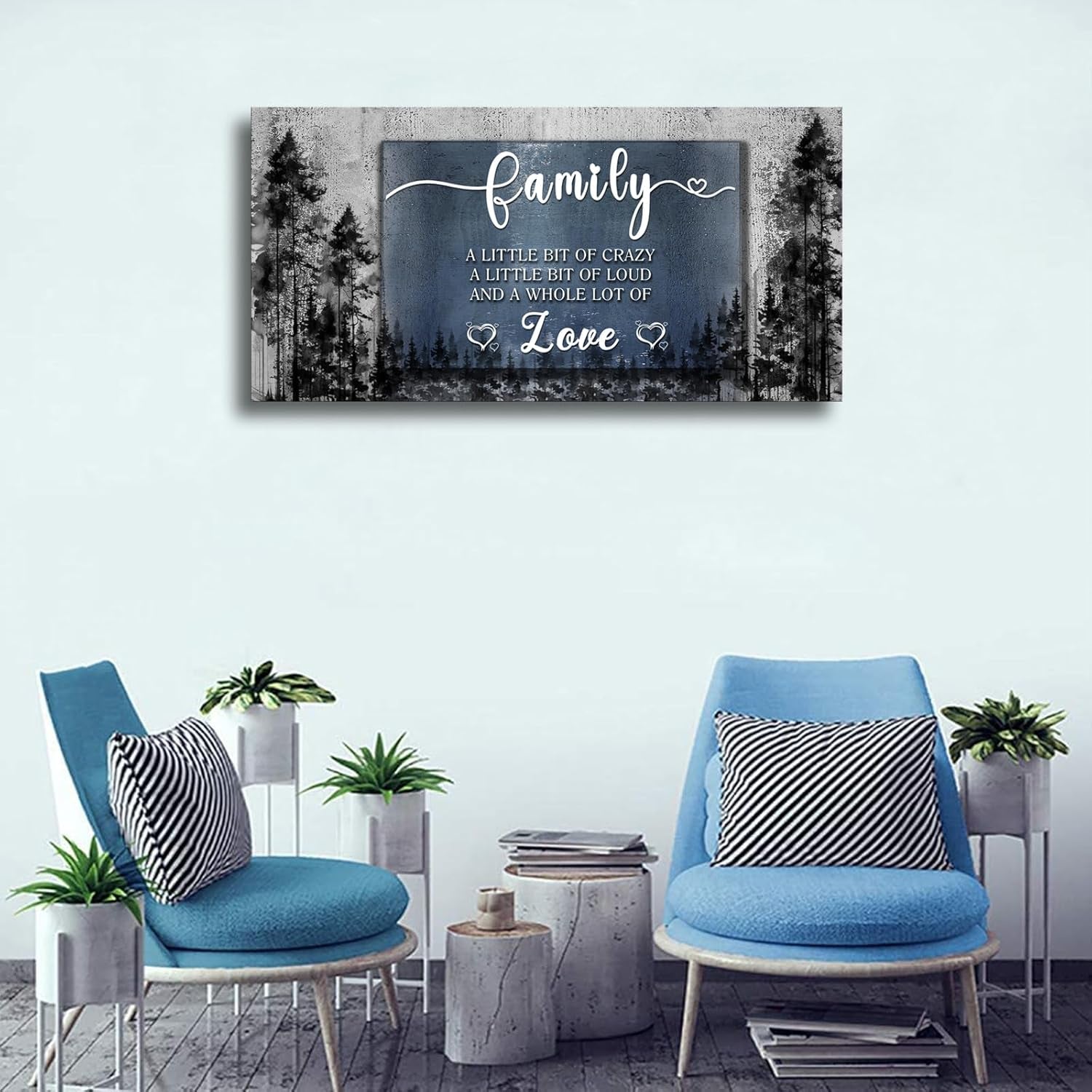 Family Quotes Canvas Wall Art,Family a Little Bit of Crazy Loud Love Wall Art for Living Room,Inspirational Motto Canvas Prints Poster Stretched Framed Artworks for Home Bedroom Office Wall Decor