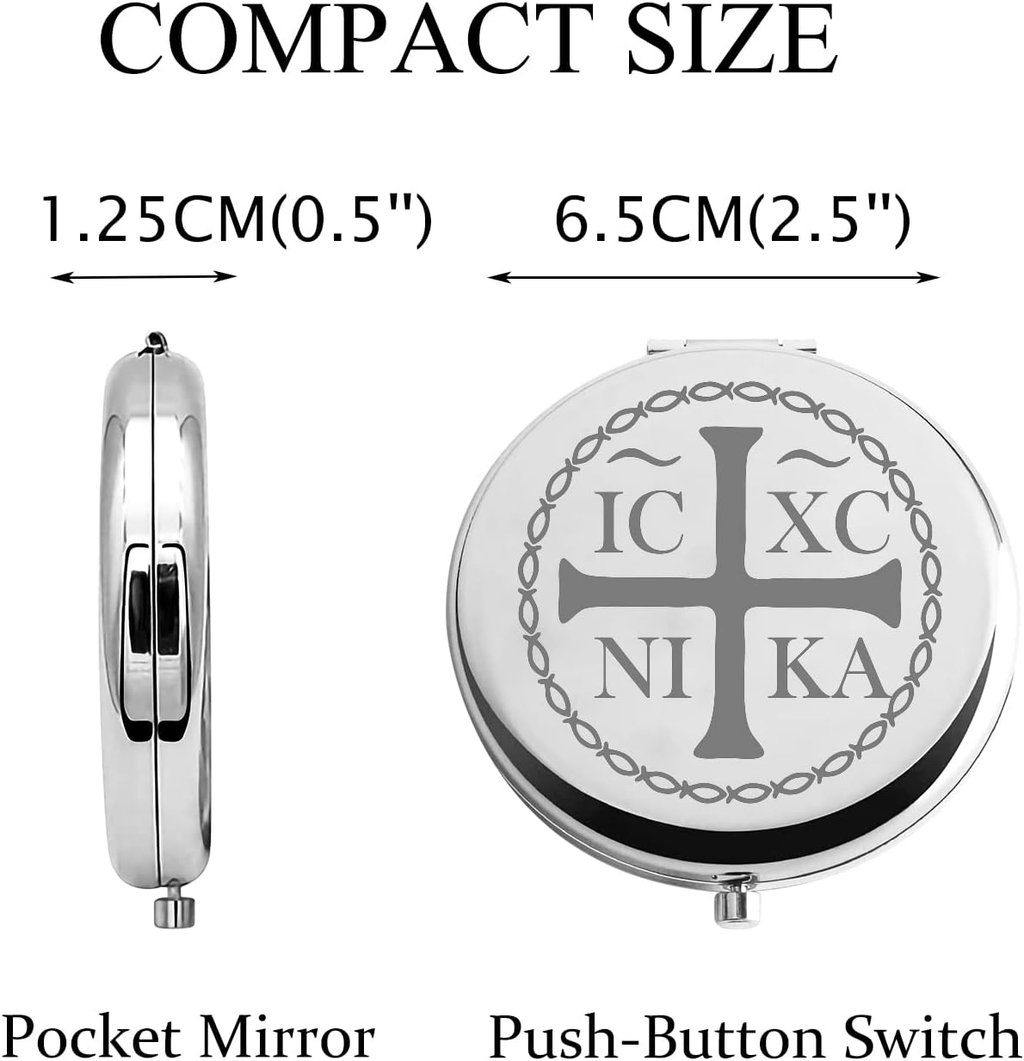 Silver Compact Mirror Folding Makeup Mirror