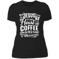 With Jesus in her heart and coffee in her hand she is unstoppable Ladies' Boyfriend T-Shirt