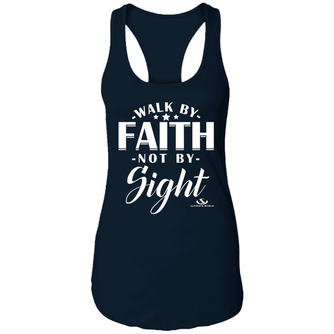 WALK BY FAITH NOT BBY SIGHT Ladies Ideal Racerback Tank