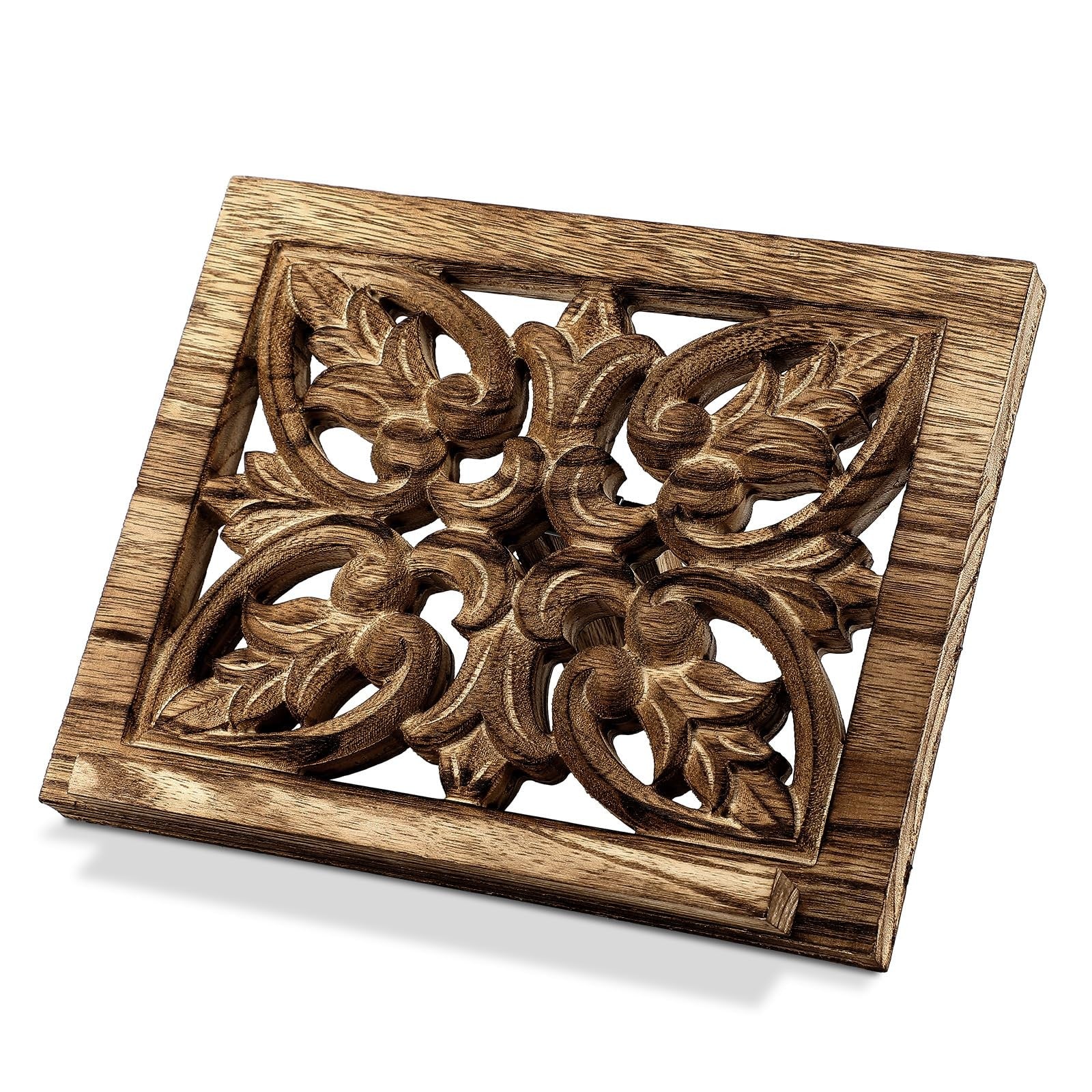 Ornate Wood Carved Bible or Missal Stand 10 X 8 Inch Catholic Church Book Hol...