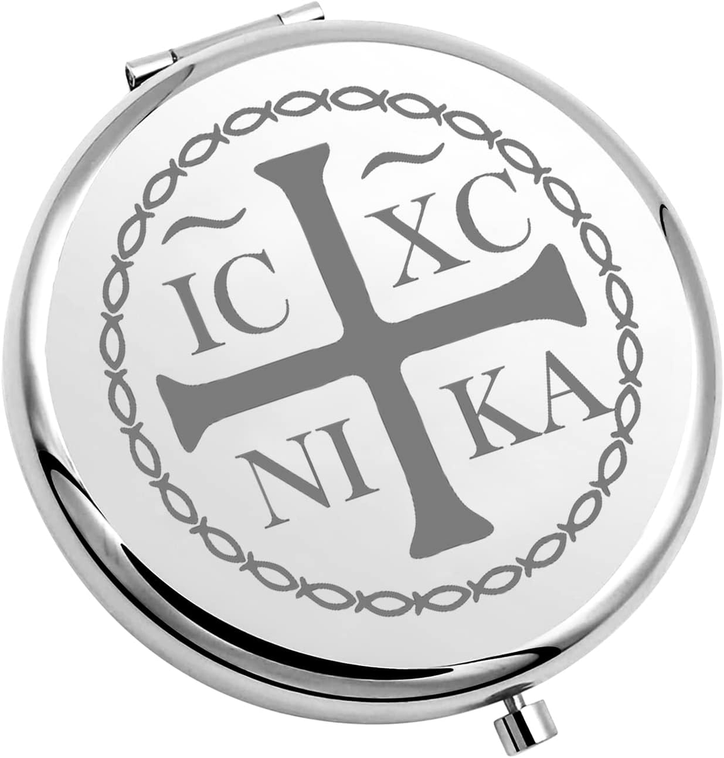 Silver Compact Mirror Folding Makeup Mirror