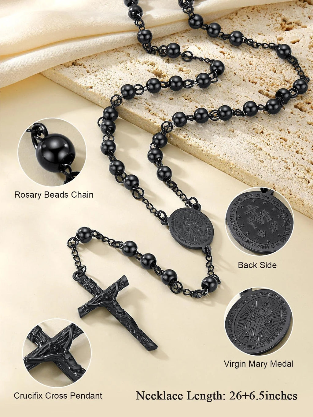 Black Rosary Necklace